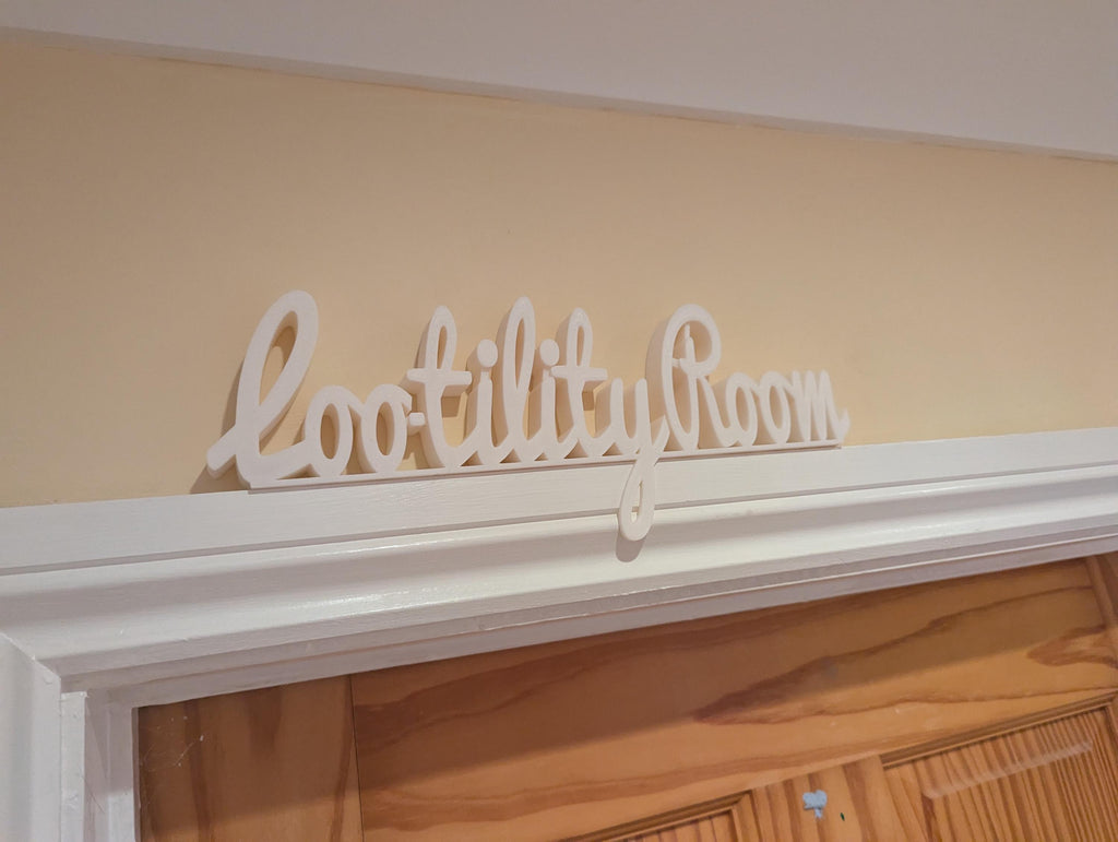Loo-tility Room Door Sign, Laundry Room, Utility Room, Toilet Door Sign, Bathroom Door Sign, Custom Door Sign, Utility Sign, Door topper