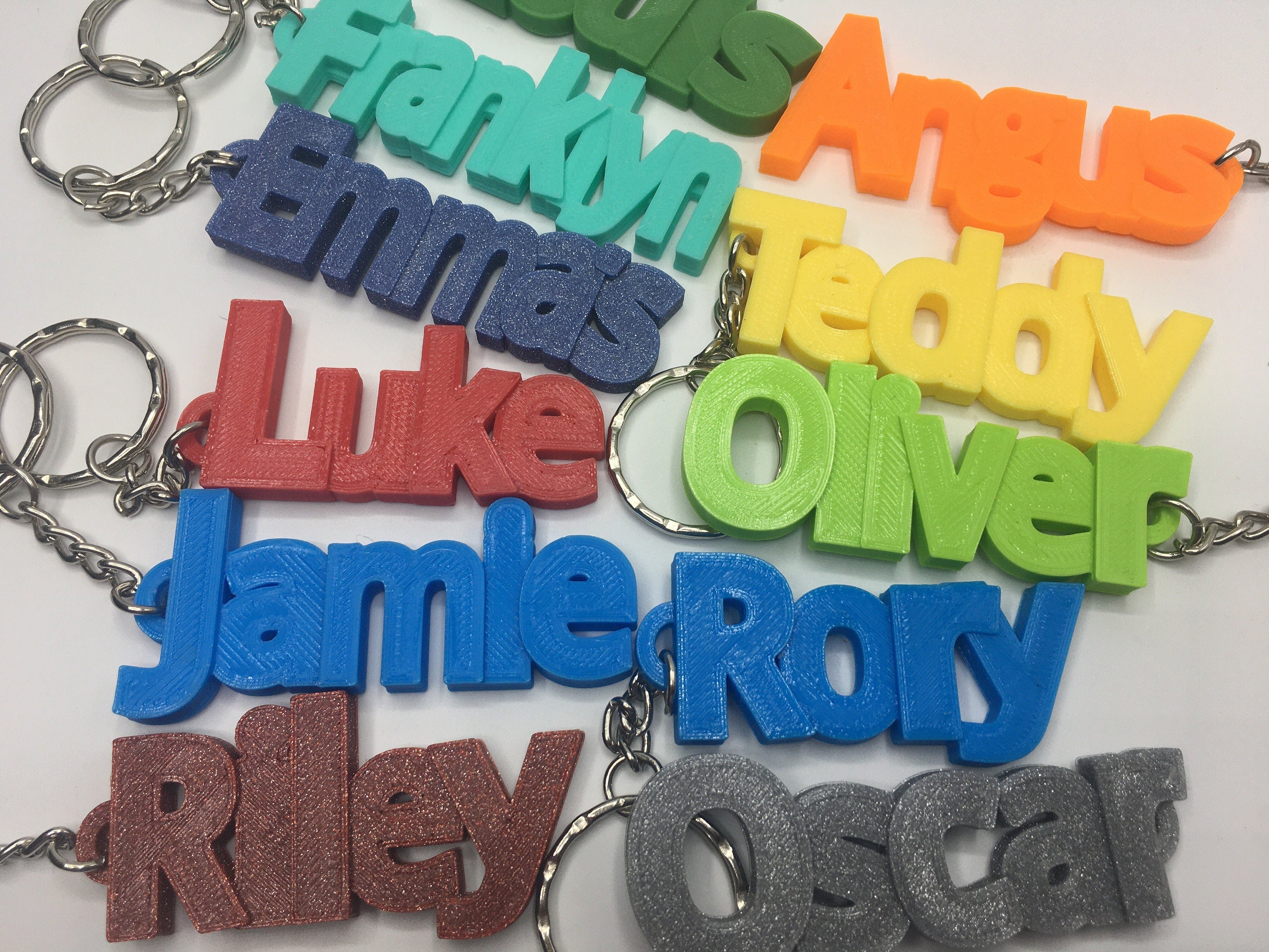 Boys Personalised Chunky Keyrings / School Bag Tag / School Leaver Gift / Party Bag Fillers / Stocking Filler / Gift for Children / Keyring