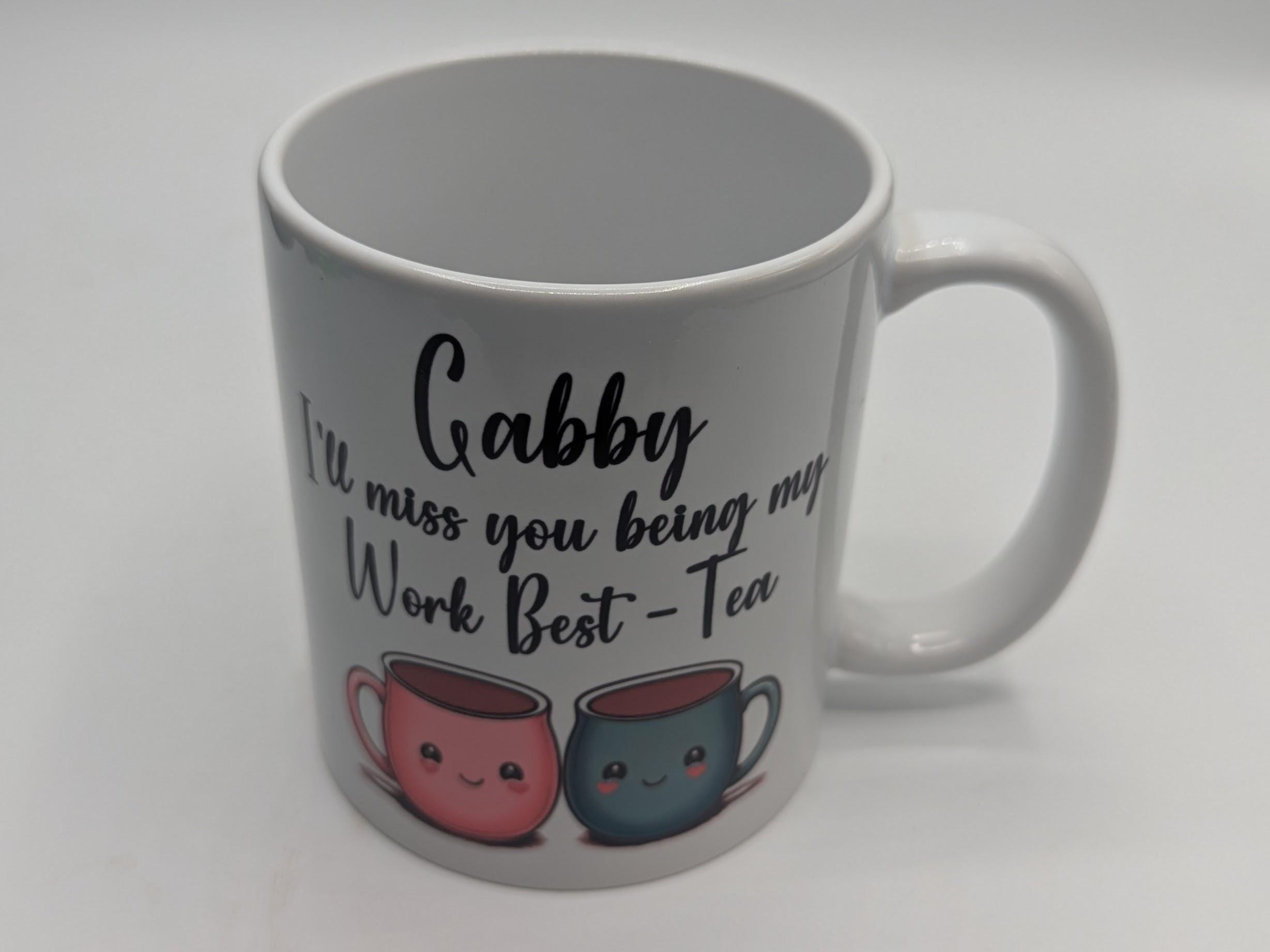 Personalised Work Best Tea Mug / I'll Miss You Being My Work Best Tea / Work Bestie Mug / Work Best Tea Coaster / Gift for Work Colleague