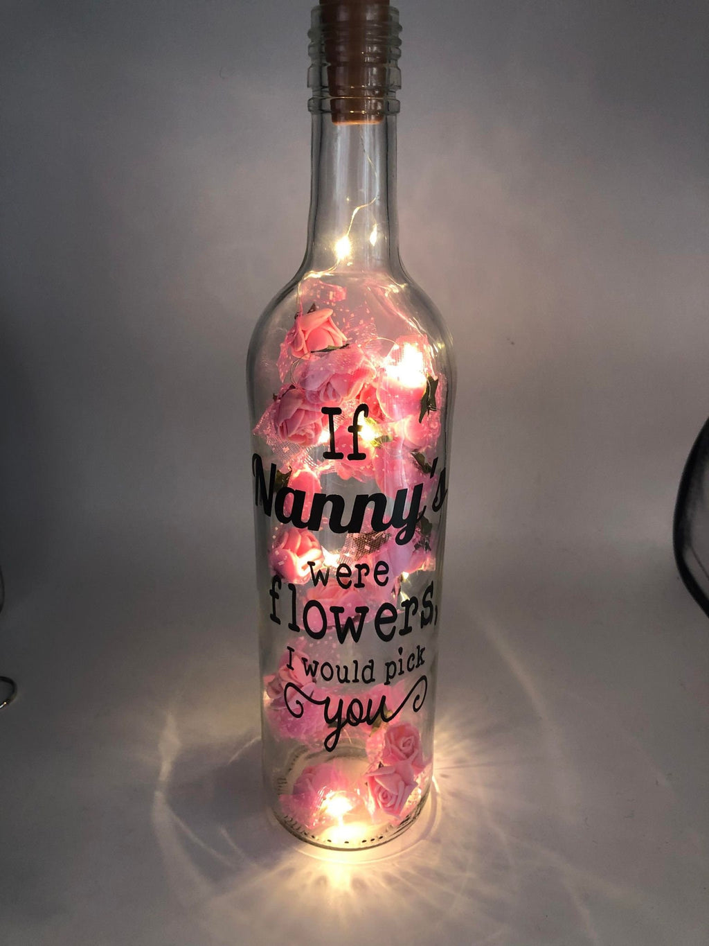 Nanny Roses Light Up Bottle, Gift for Nan for Mothers Day, Gift for Nan Birthday, If Nanny's Were Flowers Gift, Nan Christmas Gift, Best Nan