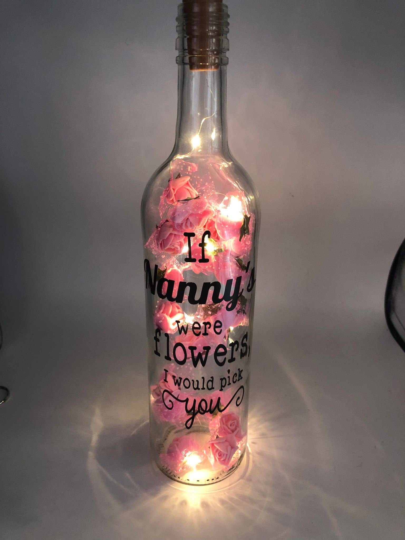Nanny Roses Light Up Bottle, Gift for Nan for Mothers Day, Gift for Nan Birthday, If Nanny's Were Flowers Gift, Nan Christmas Gift, Best Nan