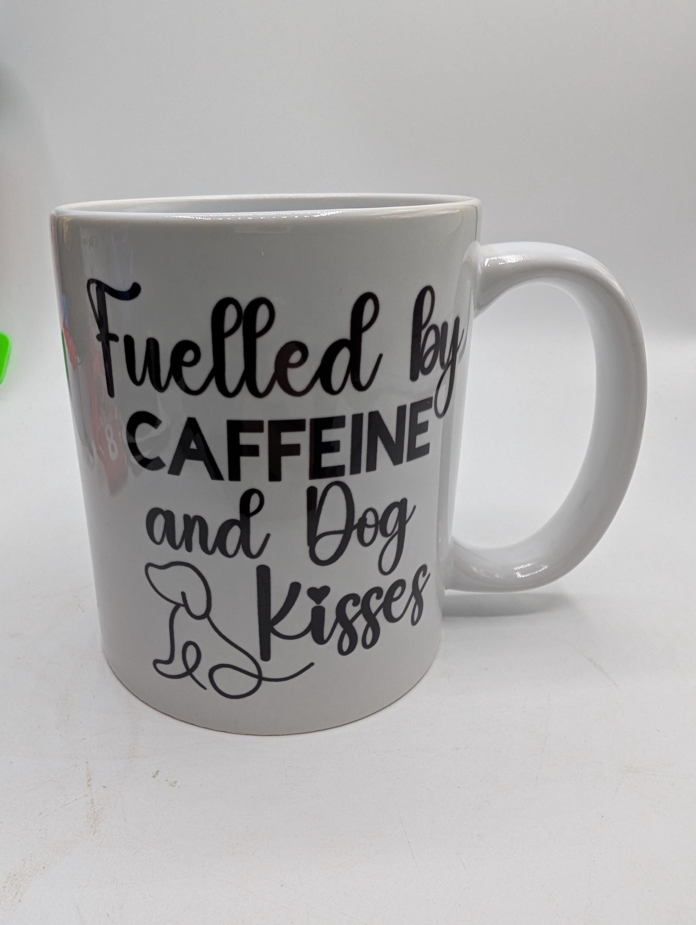 Dog Lover Mug, Fuelled by Caffeine & Dog Kisses, Gift for friend, Dog Kisses Coaster, Dog Tea Mug, Funny Dog Mug, Dog Mum Gift, Dog Dad Gift