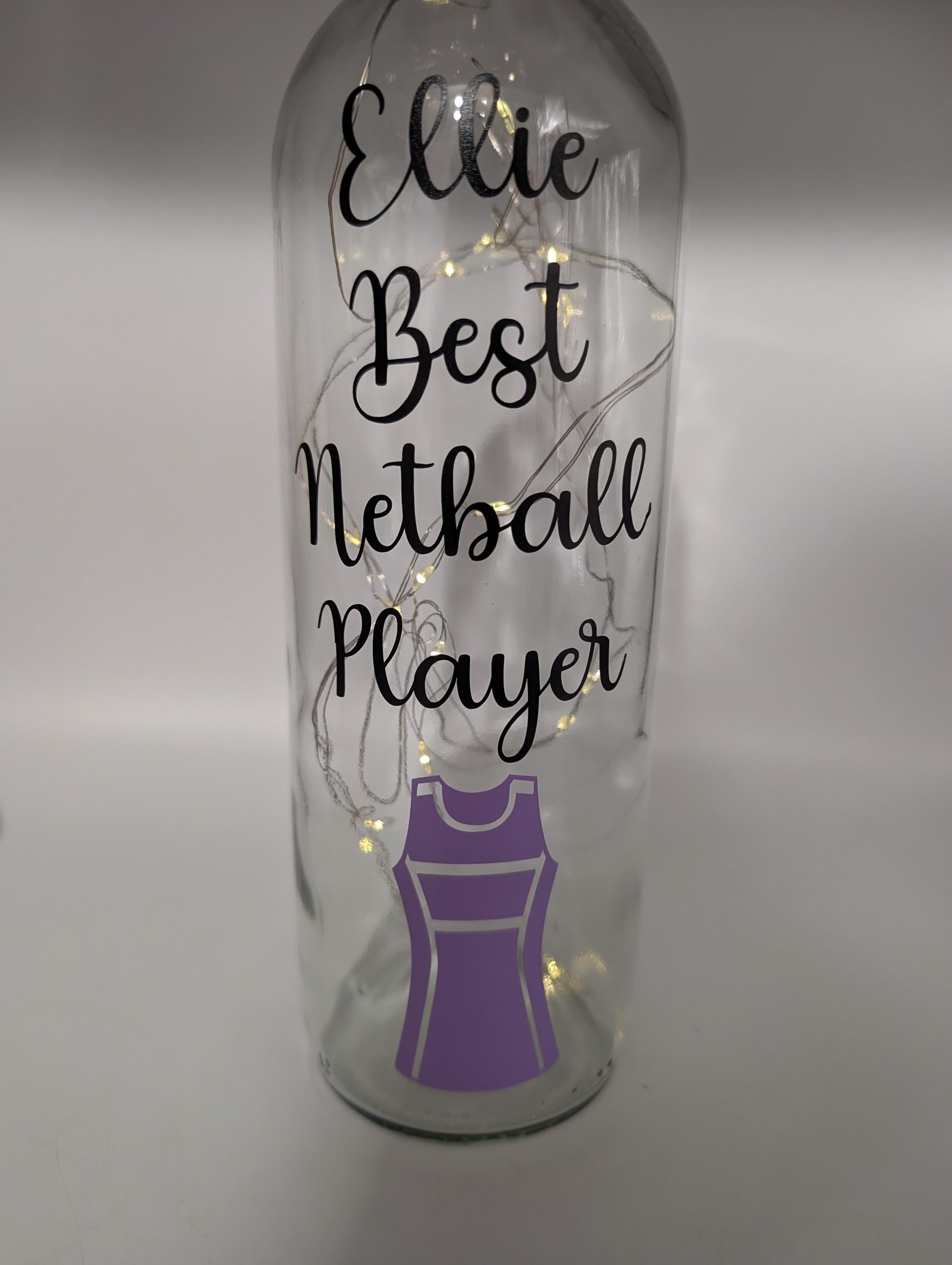 Personalised Netball Light Up Bottle, Personalised Netball Gift, Netball Home Decor Gift, Netball Team Gift, Netball Player Gift