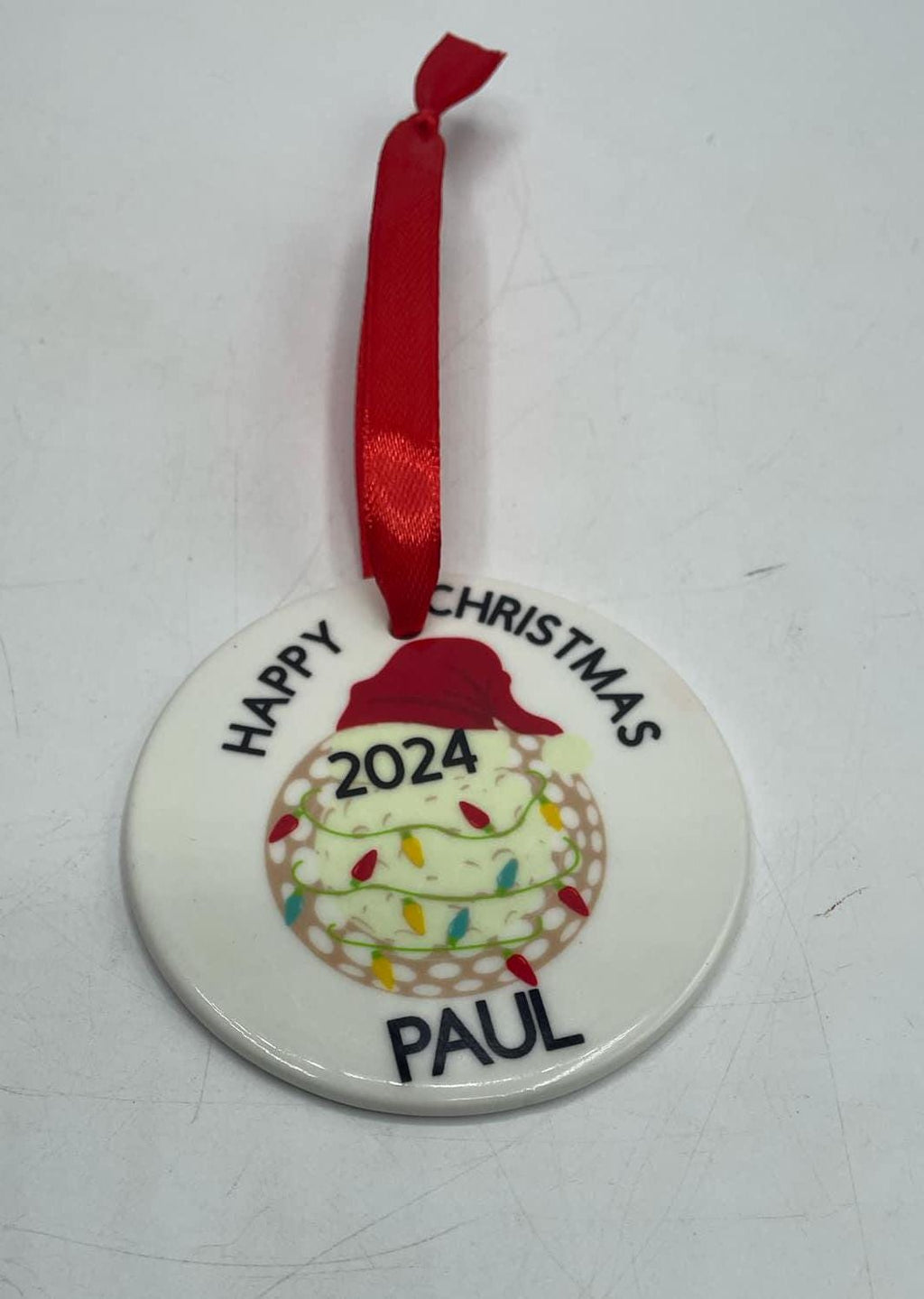 Personalised Ceramic Golf Bauble, Personalised Golf Ornament, Christmas Gift For Golfer, Personalised Gift for Golf Player, Golf Christmas