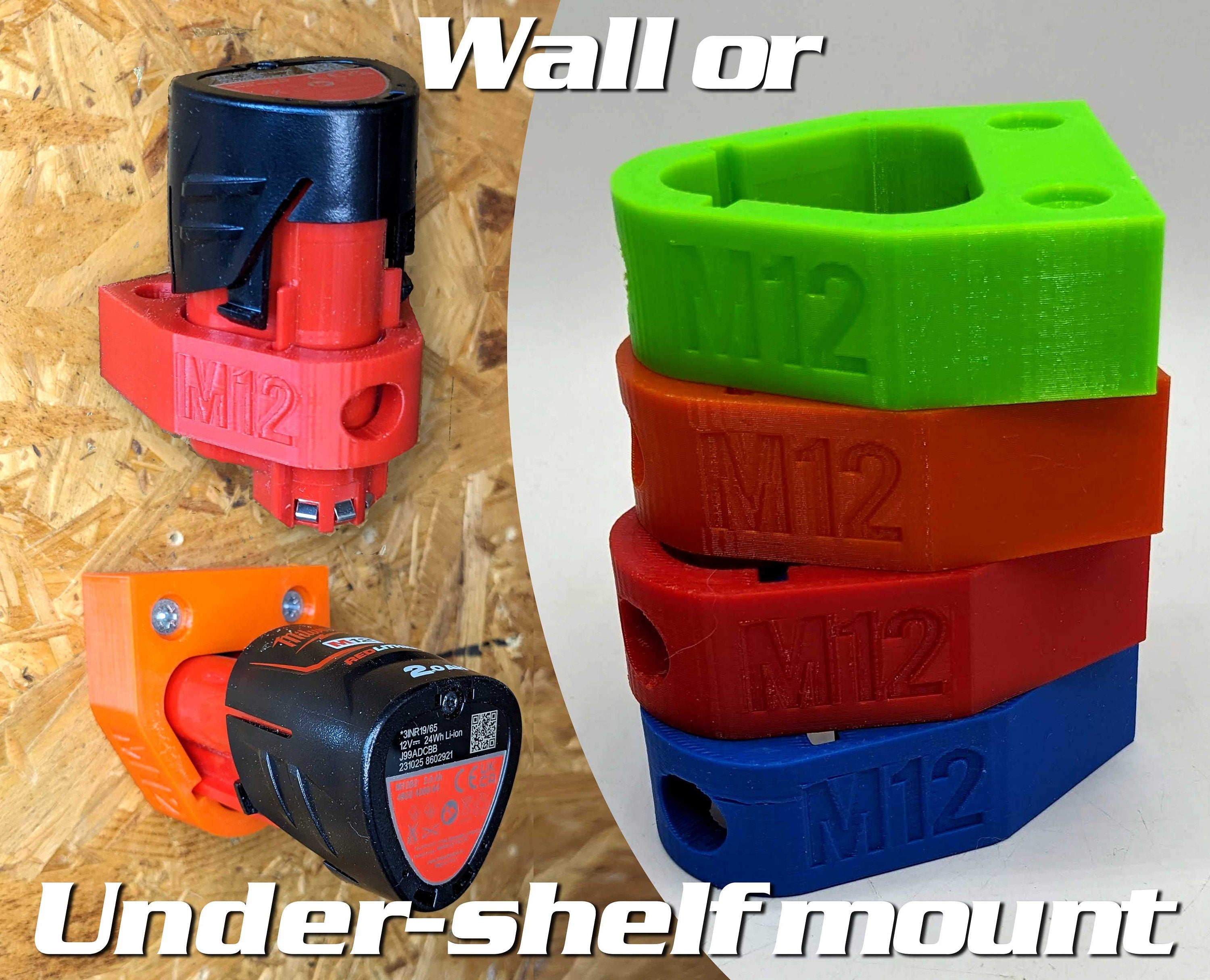 Single Battery Milwaukee M12 12v Wall Mount -Fits 3AH 4AH & 6AH Batteries