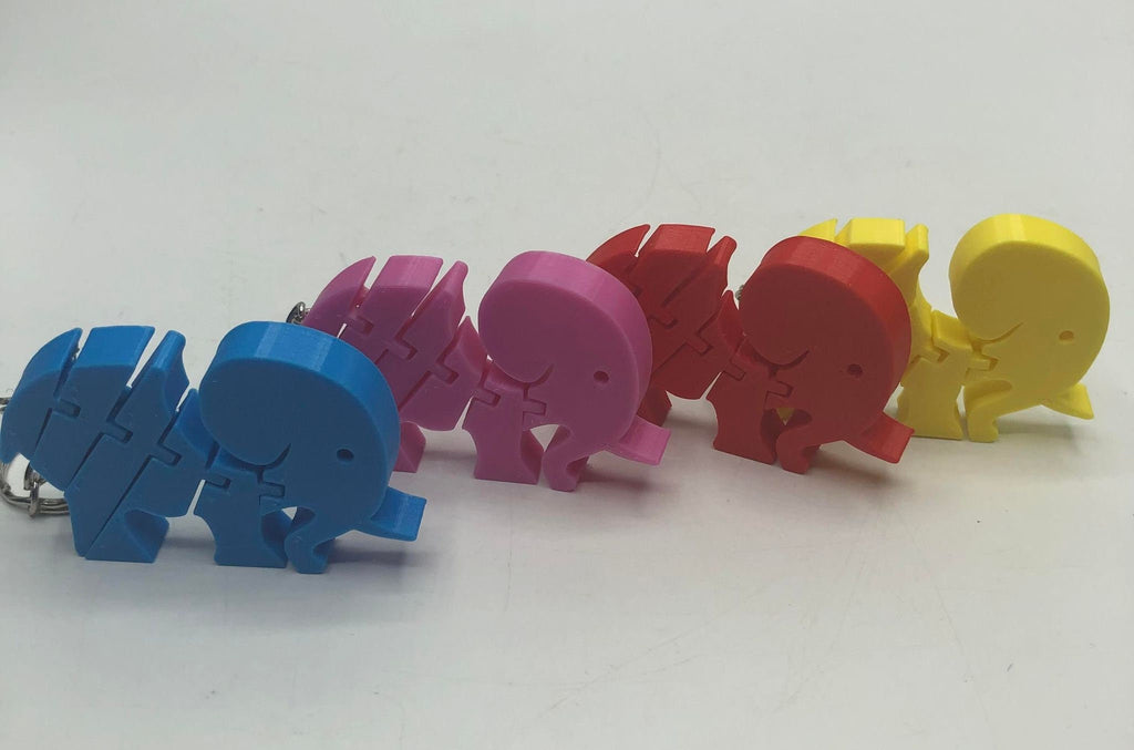 Flexible Elephant Keyring, Pink Elephant, Sensory Elephant, Articulated Elephant, Elephant Moving Keyring, Under 5 Pound Gift, Elephant Tag