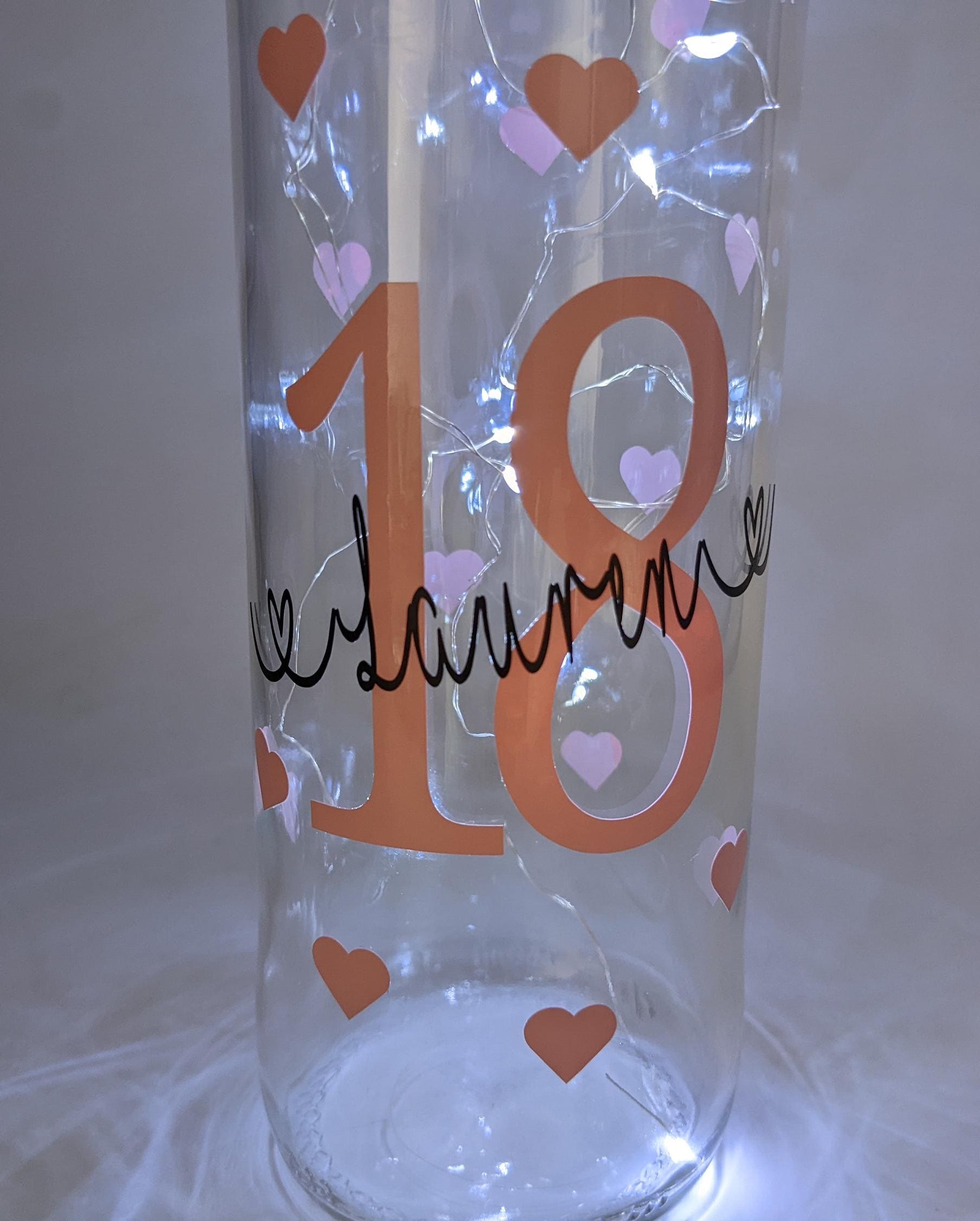 Personalised 21st Light Up Bottle, 21st Milestone Birthday, 21 Gift for her, Special 21st Birthday, 21st Birthday Present, Special 21st Gift