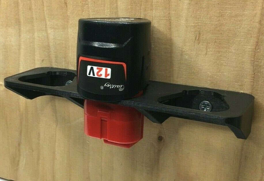 Double / Triple Battery Wall Mount for Milwaukee M12 12v 2ah in red black grey / Battery Wall Mount Milwaukee M12 12v 2ah