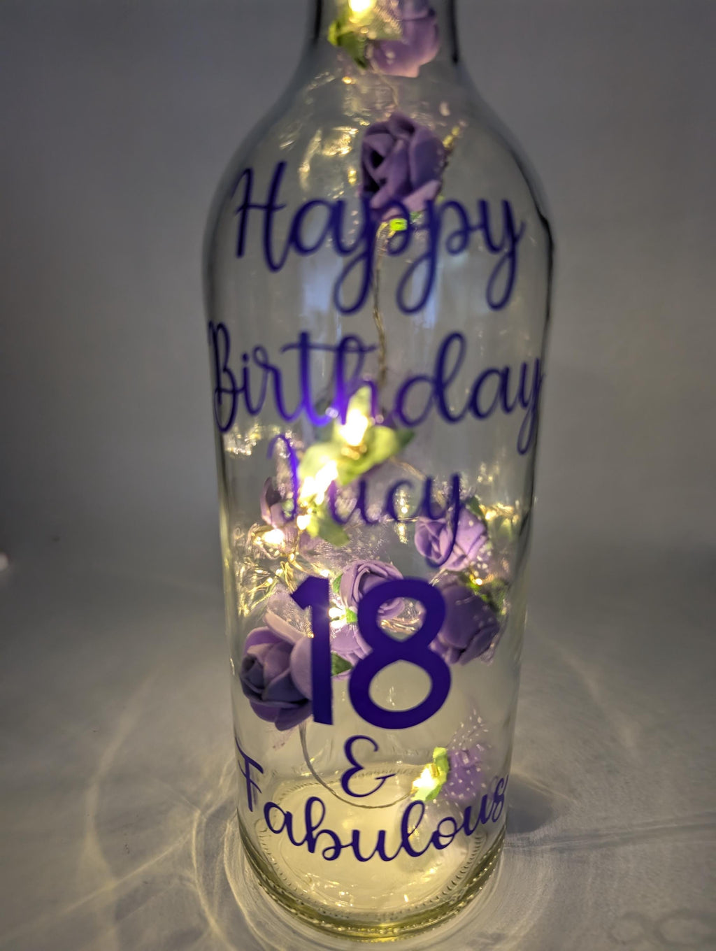 Personalised Light up Bottle, Milestone Birthday, 18th Birthday, 21st Birthday, 30th Birthday, 40th Birthday, 50th Birthday, Gift for Her