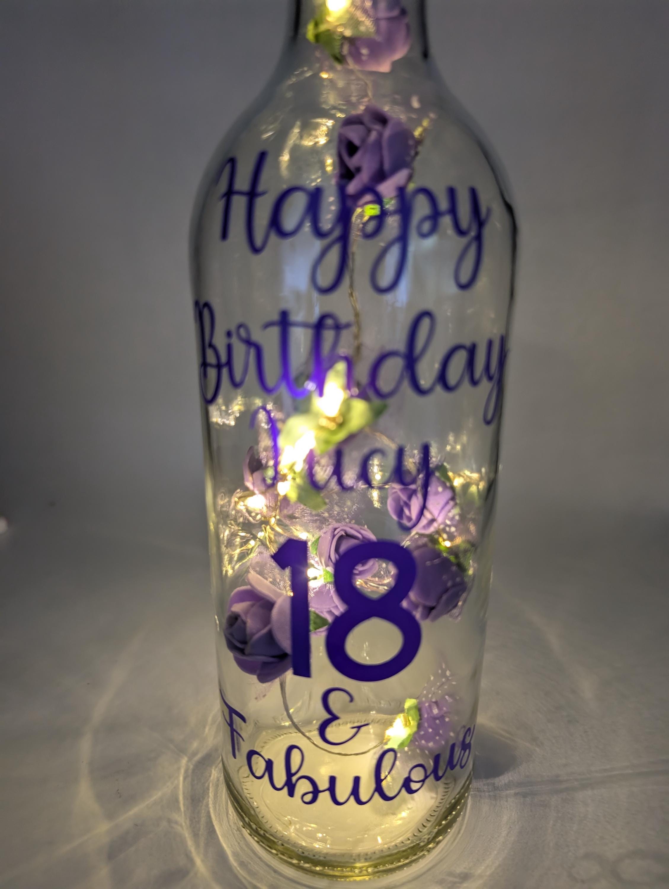 Personalised Light up Bottle, Milestone Birthday, 18th Birthday, 21st Birthday, 30th Birthday, 40th Birthday, 50th Birthday, Gift for Her