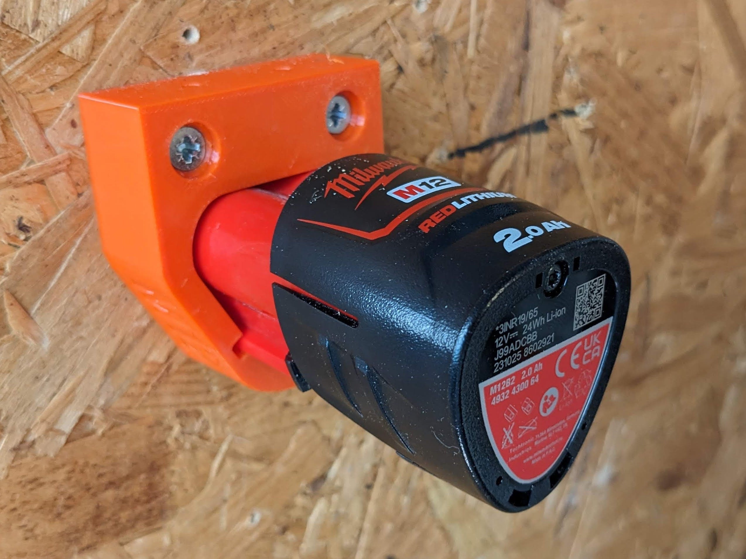 Single Battery Milwaukee M12 12v Wall Mount -Fits 3AH 4AH & 6AH Batteries