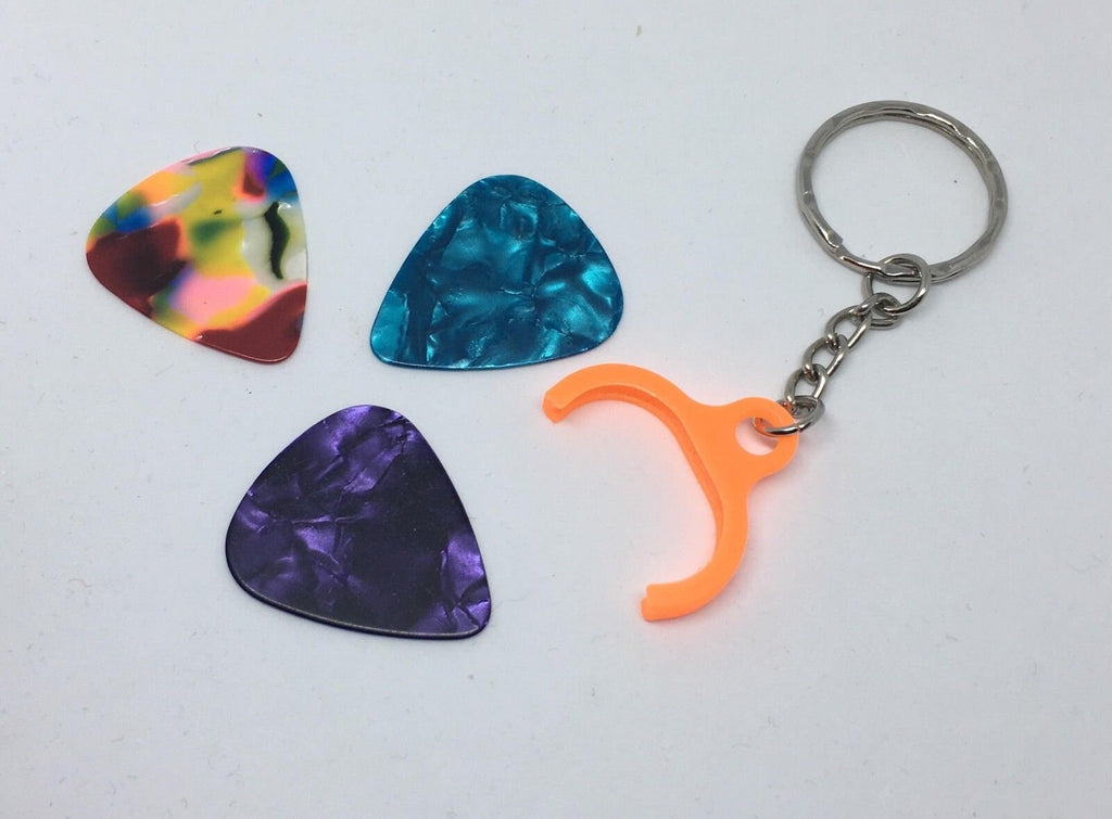 Plectrum Holder Keyring / Guitar Pick Holder Keyring with picks / Guitarist Keyring / Gift for Guitarist / Plectrum Guitar / Guitar Keyring