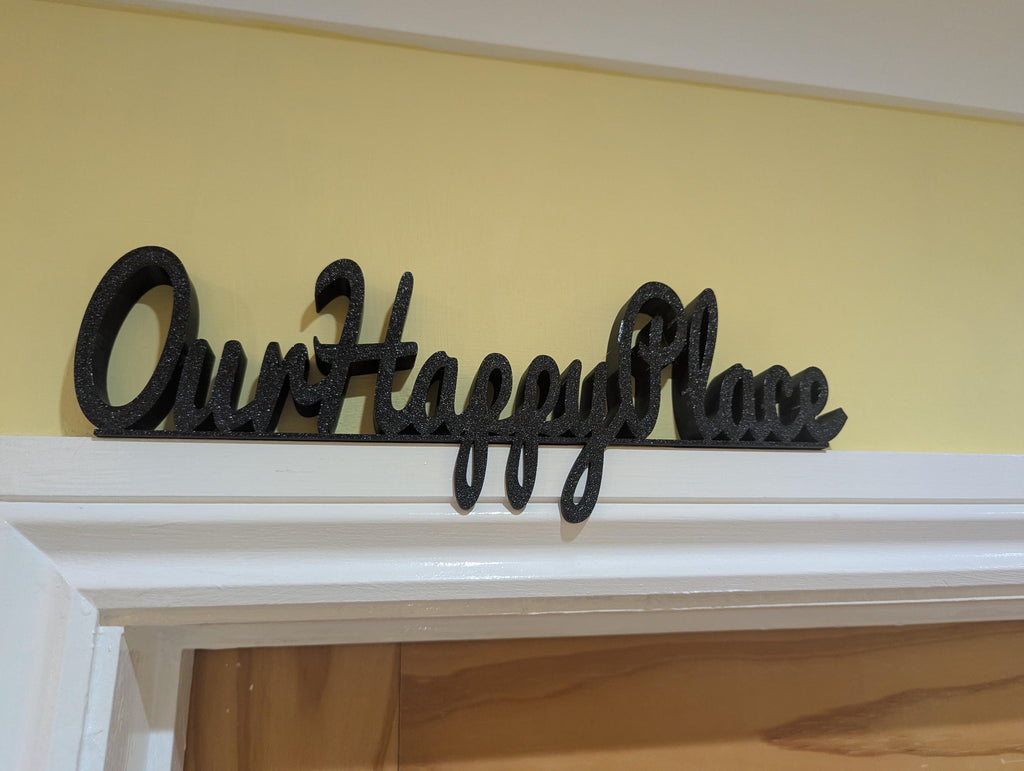 Our Happy Place Door Sign, Plaque for Home, Custom Door Sign, Door Topper, Happy Place Label Sign, Above Door Sign, Our Happy Place Home