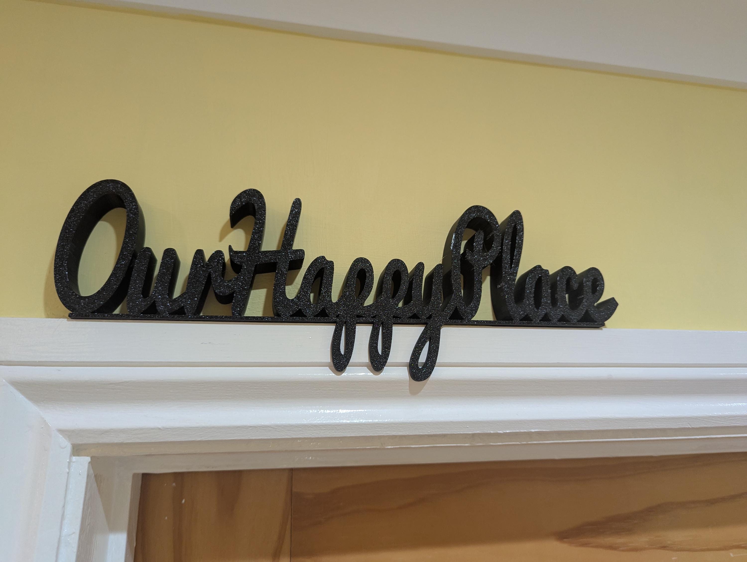 Our Happy Place Door Sign, Plaque for Home, Custom Door Sign, Door Topper, Happy Place Label Sign, Above Door Sign, Our Happy Place Home