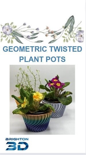 Modern Twisted Plant Pot, Multicoloured Geometric Planter, 3D Printed