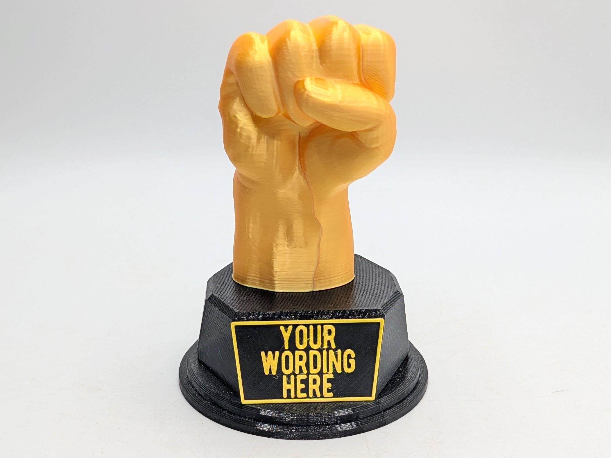 Personalised Fist Trophy / Fist Trophy / Clench Fist Award / Joke Fist Award / Gift for friend Joke Award / Boxer Trophy / Boxing Award Gift
