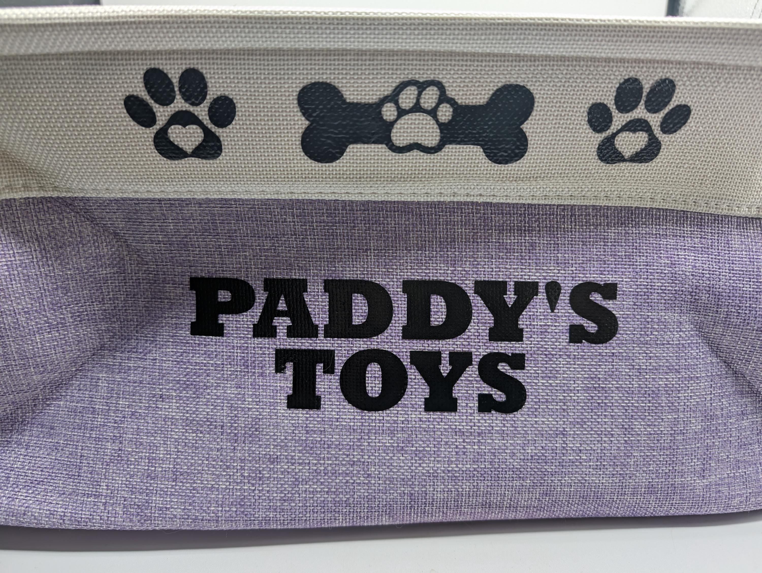Personalised Dog Toy Basket, Dog Canvas Storage Basket, New Puppy Gift, Pet Storage Box, Present For Dogs, Puppy Pack, Cat Canvas Toy Basket