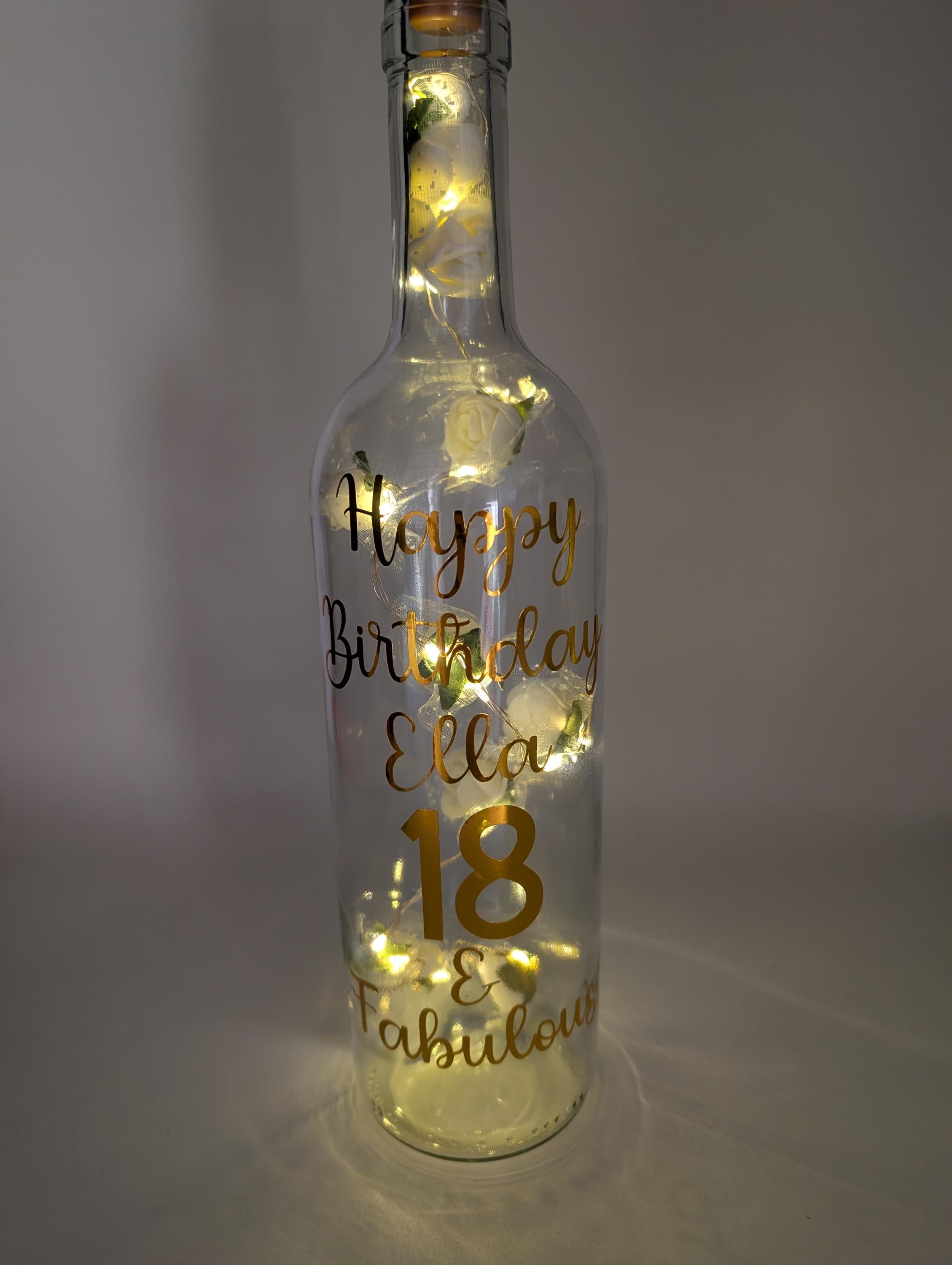 Personalised 18th Birthday Gift, 18th Light up Bottle, 18th Birthday For Her, Special 18th Gift, Milestone Birthday, 18 Birthday Present