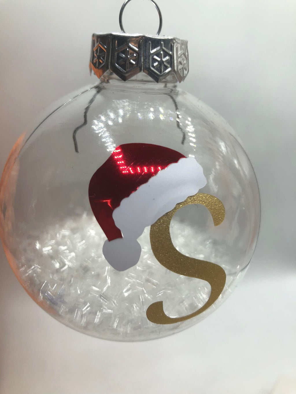 Personalised Santa Hat Glitter Christmas Bauble / Bauble / Memorial Bauble / Tree Personalised Decoration / Personalised Christmas Ornament