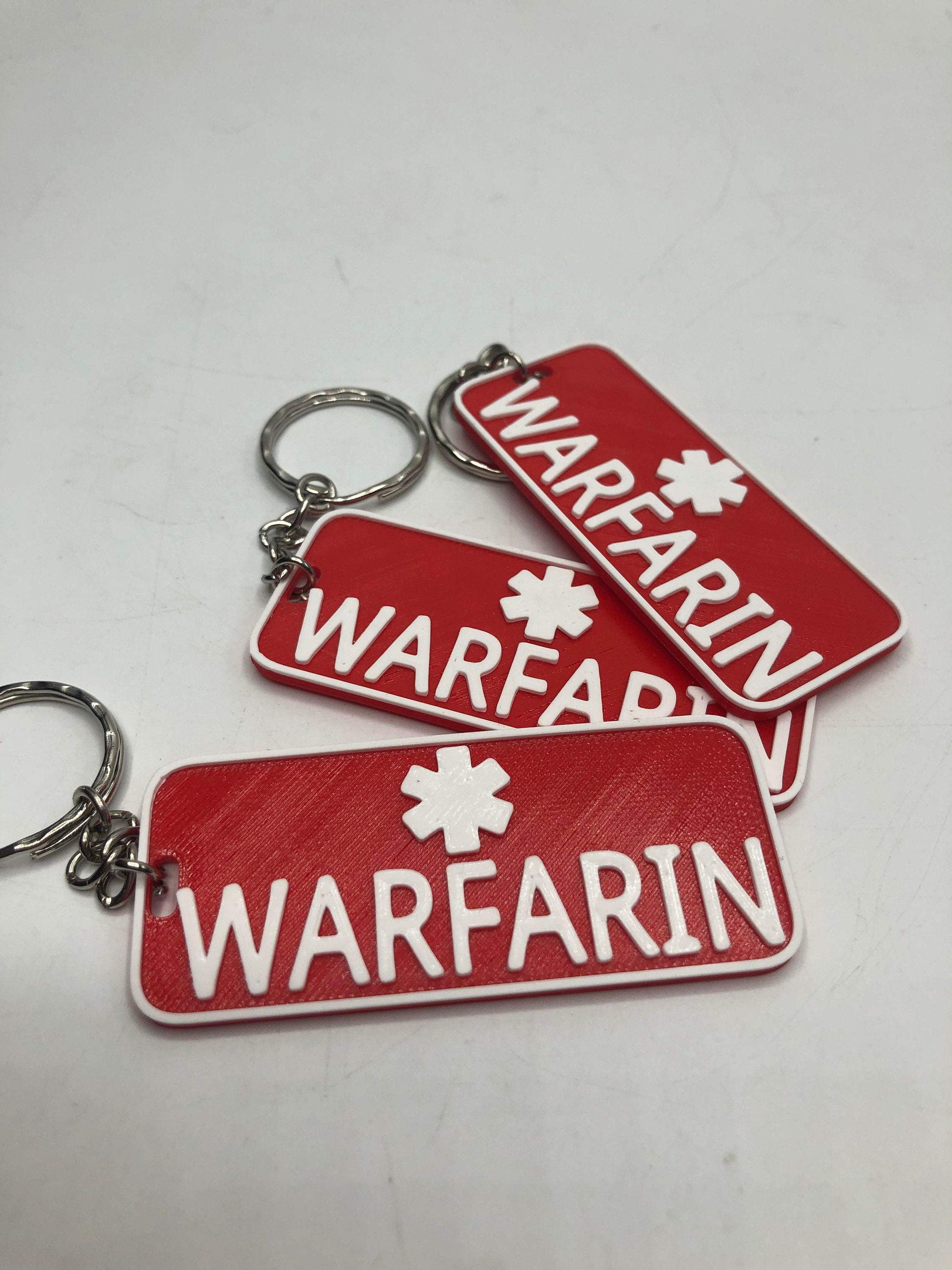 Warfarin Keyring / Warfarin Medical Alert Key Chain / Medical Alert Keyring / Medical Alert Warfarin / Warfarin Alert / Medical ID Keyring