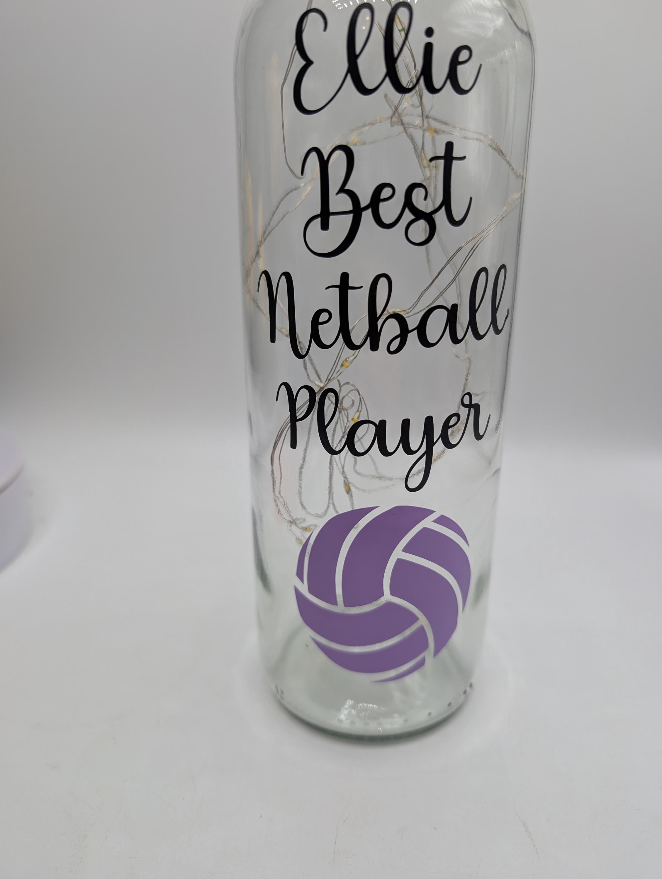 Personalised Netball Light Up Bottle, Personalised Netball Gift, Netball Home Decor Gift, Netball Team Gift, Netball Player Gift