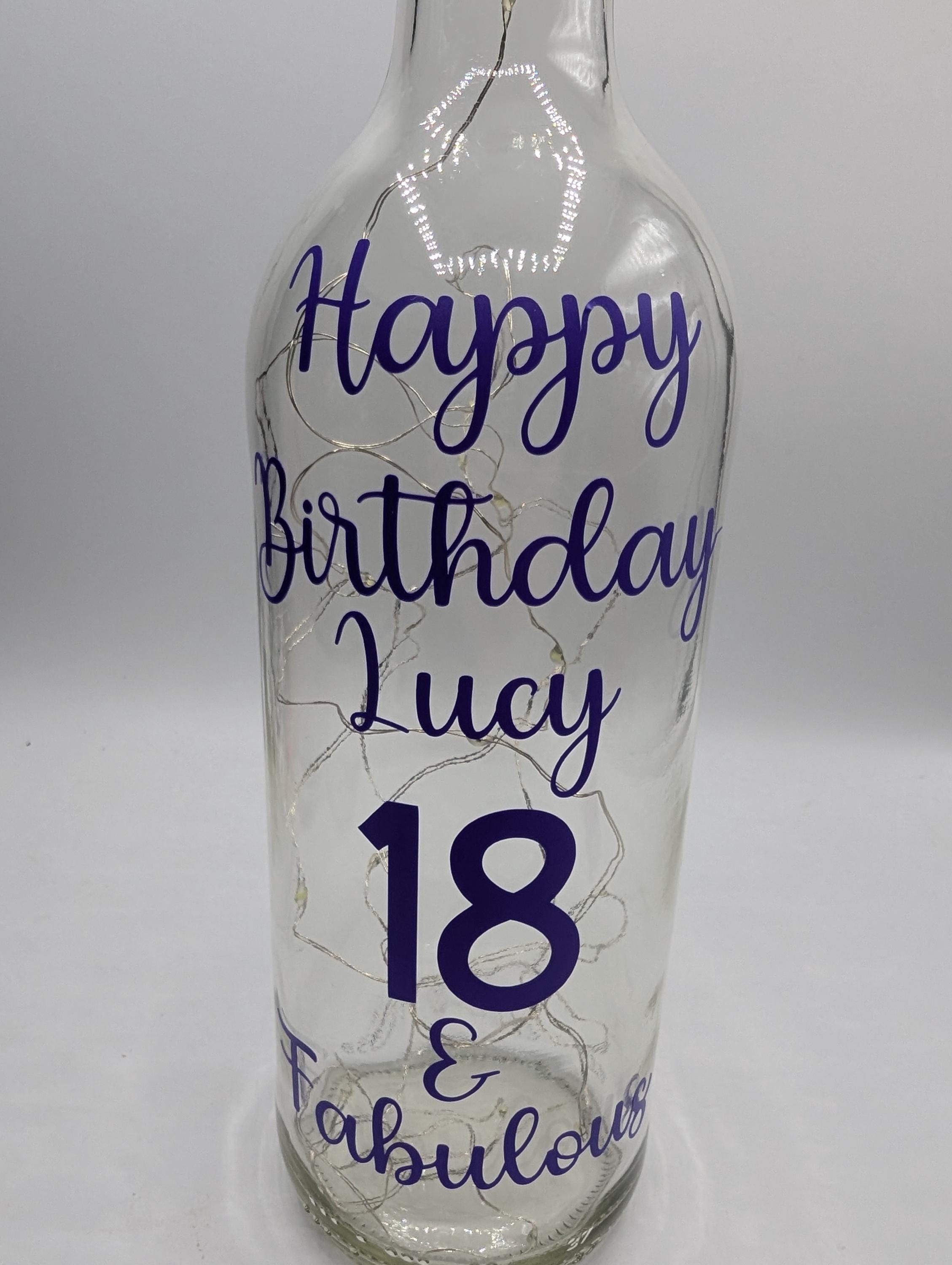 Personalised Light up Bottle, Milestone Birthday, 18th Birthday, 21st Birthday, 30th Birthday, 40th Birthday, 50th Birthday, Gift For Her