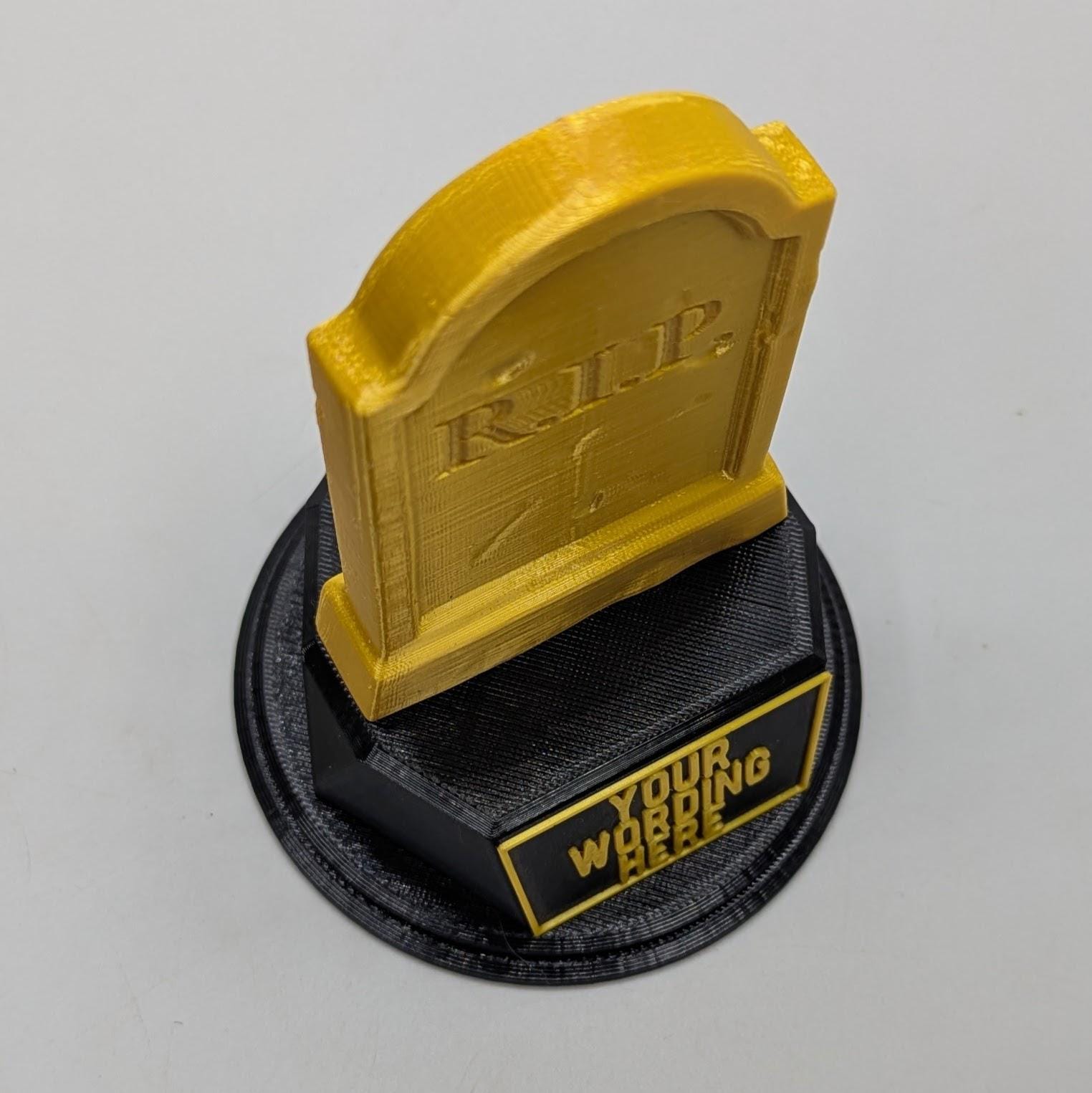 Personalised Headstone Trophy, Custom Trophy Gift, Halloween Lover Trophy, RIP Trophy Award, Headstone Shaped Award, Headstone Joke Award