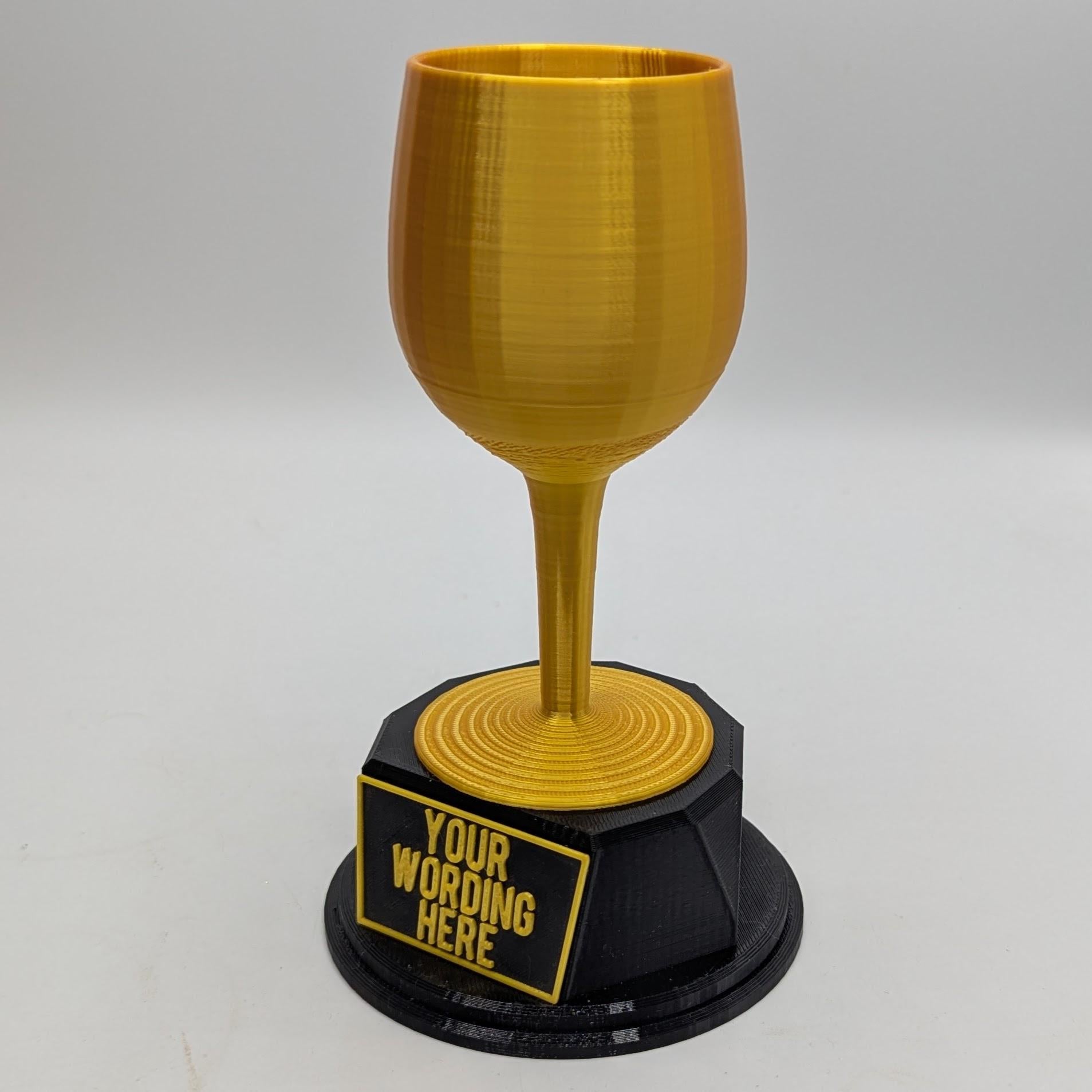 Personalised Wine Glass Trophy, Best Wine Trophy, Wine Lover Trophy, Novelty Office Trophy, Biggest Drinker Award, Custom Trophy Wine Award