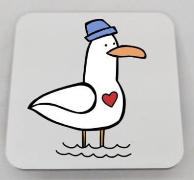 Seagull Coaster, Seagull Gift, Seagull Birthday Gift, Gift for Seagull Lover, Gift for Christmas, Fun Seagull Gift, Seagull Keepsake Gift