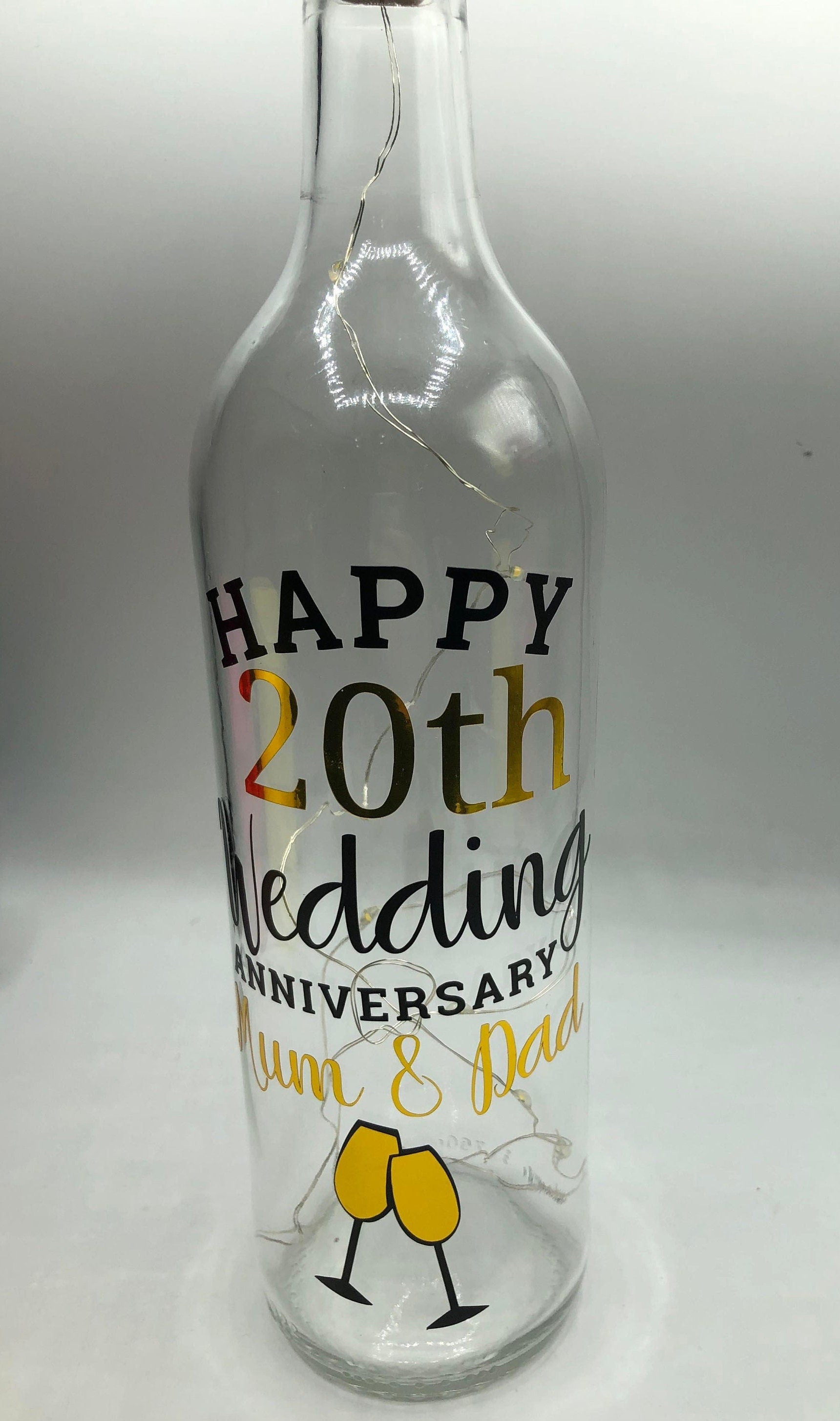Personalised Wedding Anniversary Gift, Anniversary LED Bottle, Anniversary Milestone Gift, Personalized Anniversary, Golden Anniversary