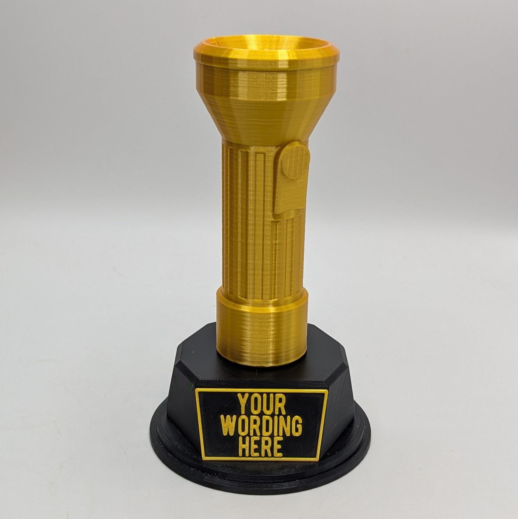 Personalised Torch Trophy, Custom Trophy Gift, Builder Trophy Gift, Mechanic Trophy, Best Mechanic Award, Engineer Award, DIY Trophy Gift