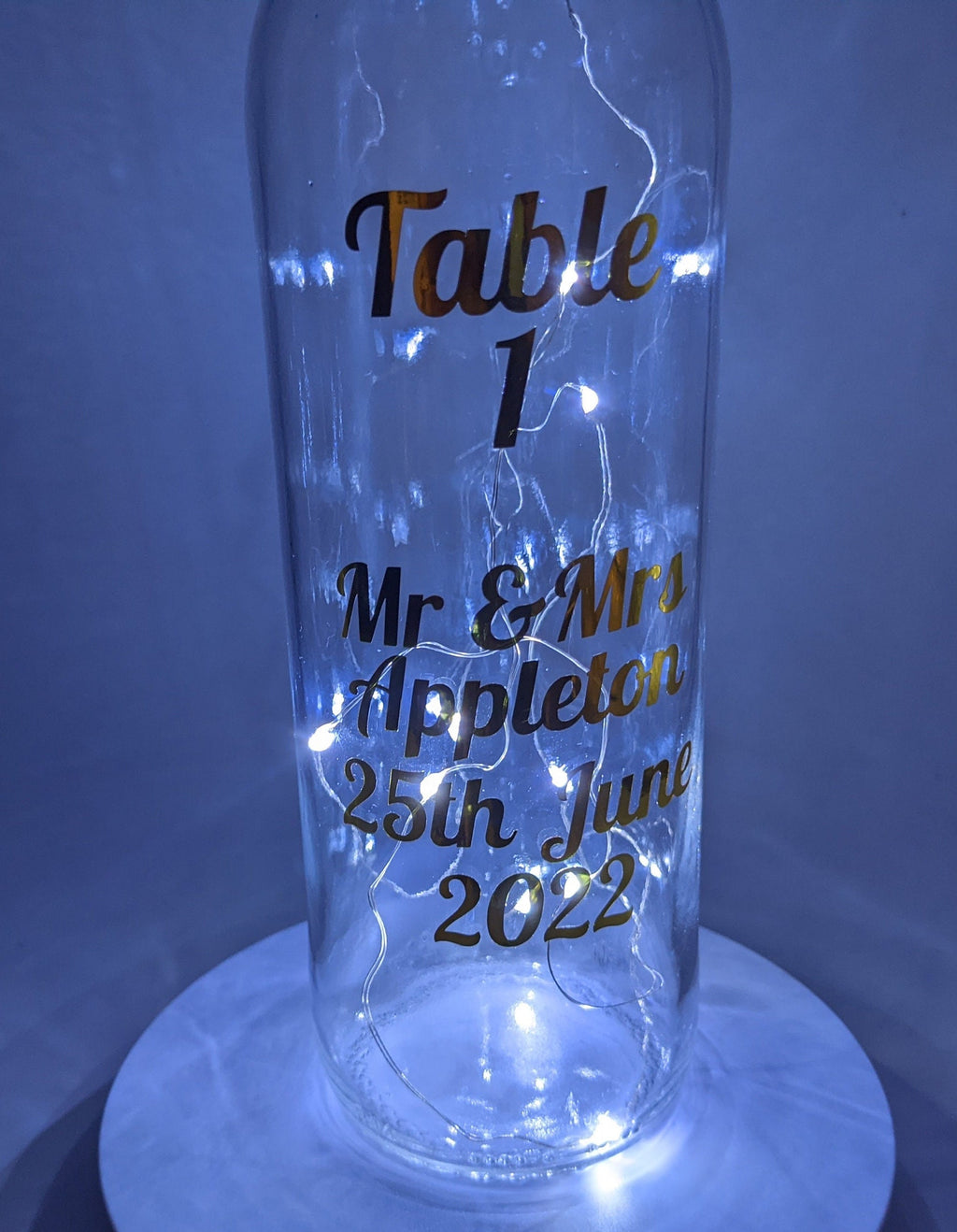 Personalised Wedding Table Bottle, Wedding Table Centrepiece, Wedding Décor, Wedding Table Decoration, Wedding Lights, Wedding Decoration