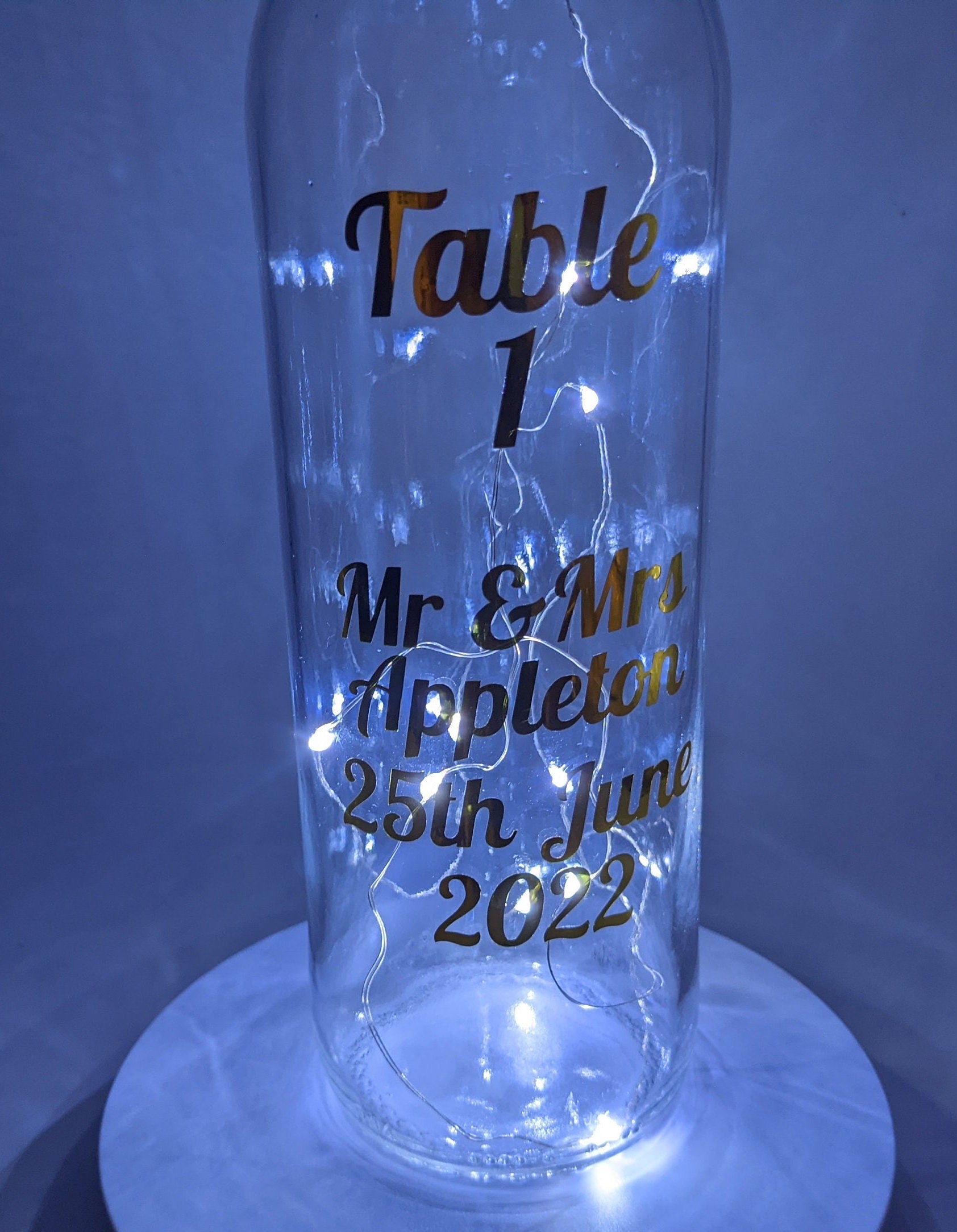 Personalised Wedding Table Bottle, Wedding Table Centrepiece, Wedding Décor, Wedding Table Decoration, Wedding Lights, Wedding Decoration