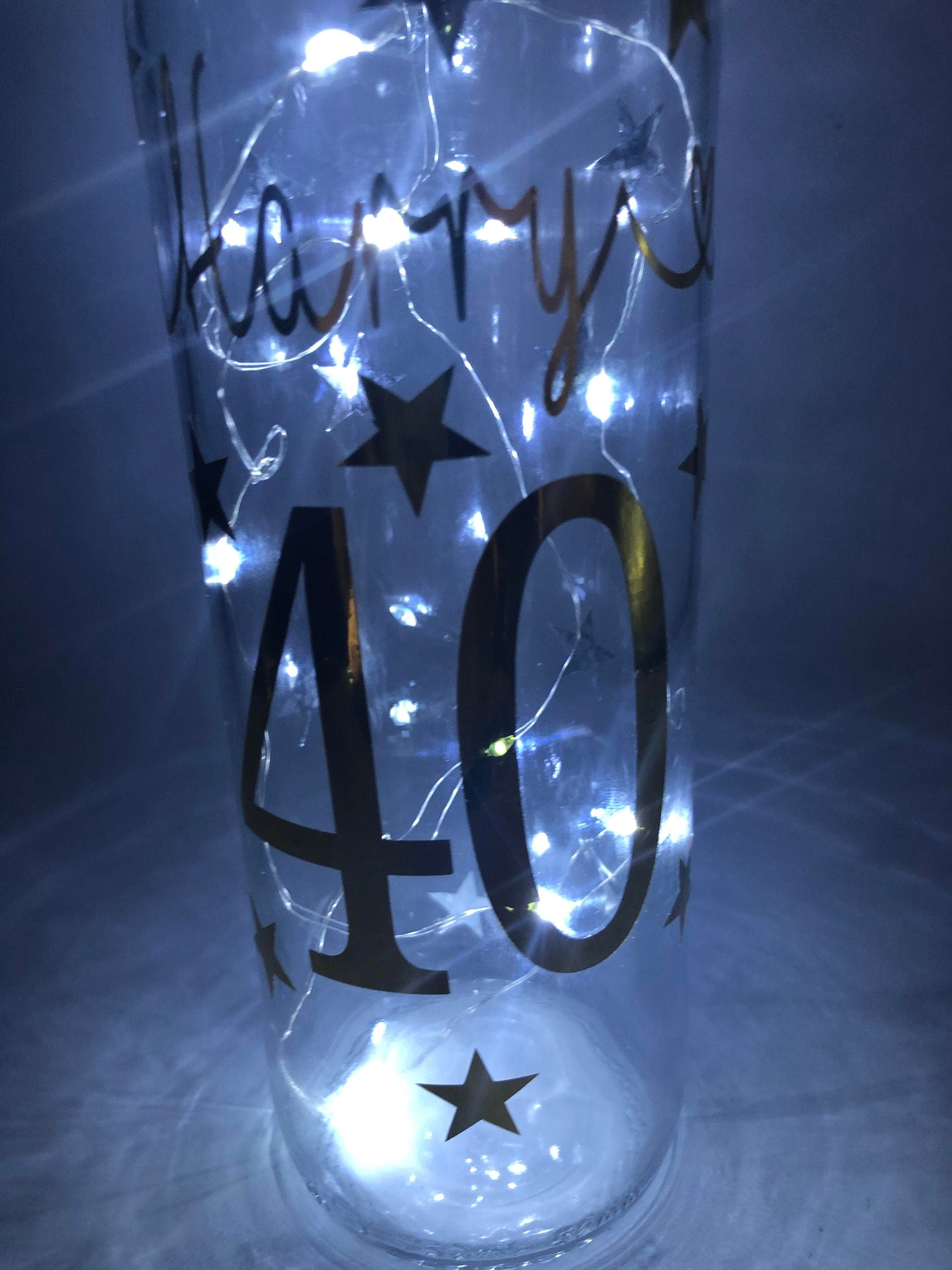 Personalised Light up Bottle, Milestone Birthday, 18th Birthday, 21st Birthday, 30th Birthday, 40th Birthday, 50th Birthday, For Her / Him