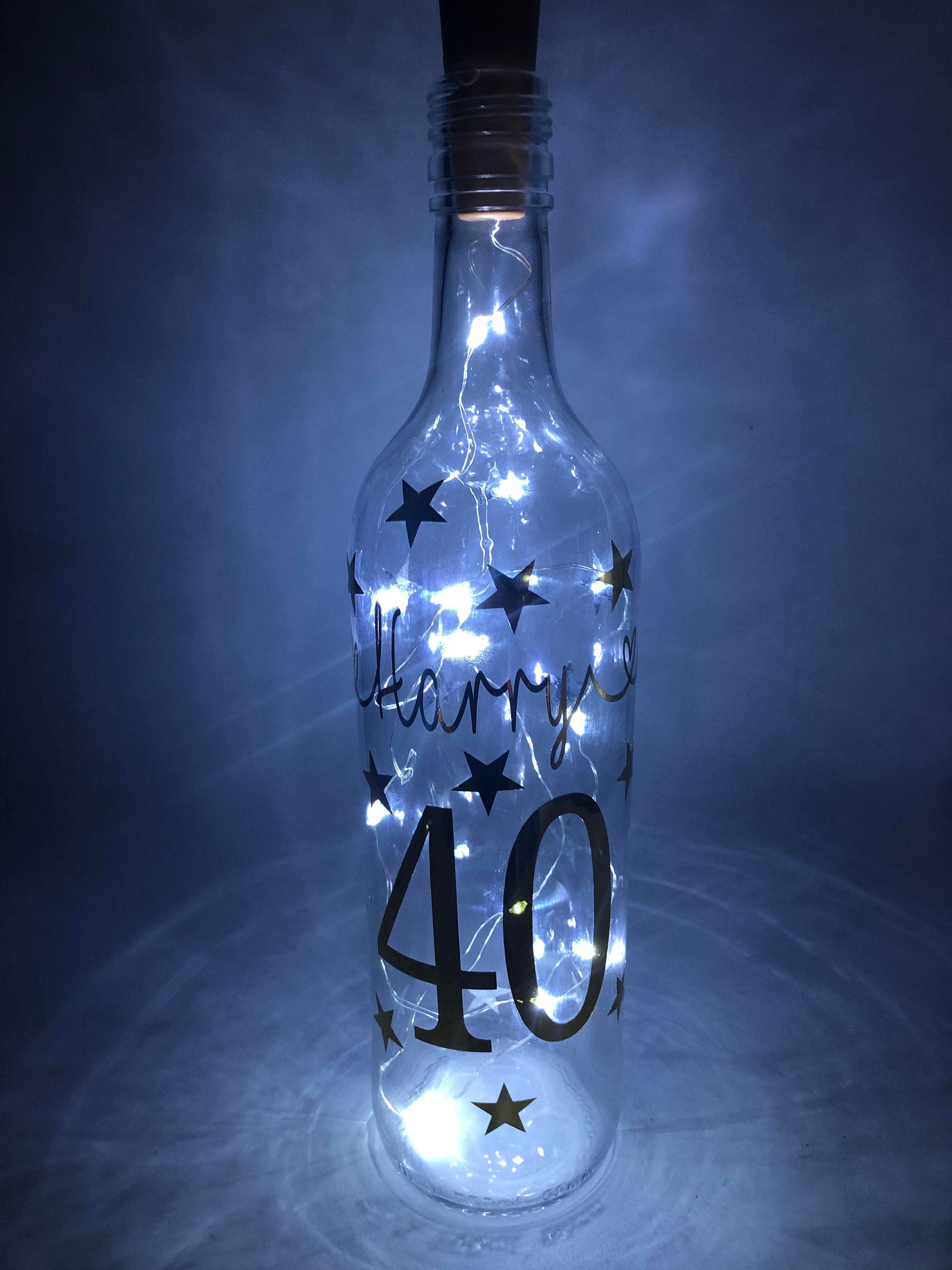 Personalised Light up Bottle, Milestone Birthday, 18th Birthday, 21st Birthday, 30th Birthday, 40th Birthday, 50th Birthday, For Her / Him