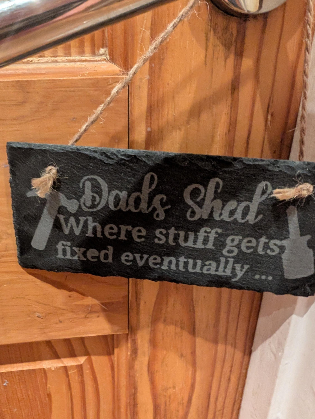 Dads Shed Slate Sign, Fathers Day Gift, Dads Shed Stuff Gets Fixed Eventually, Gift for Dad Birthday, Humorous Dad Gift, Shed Sign, Dad Shed