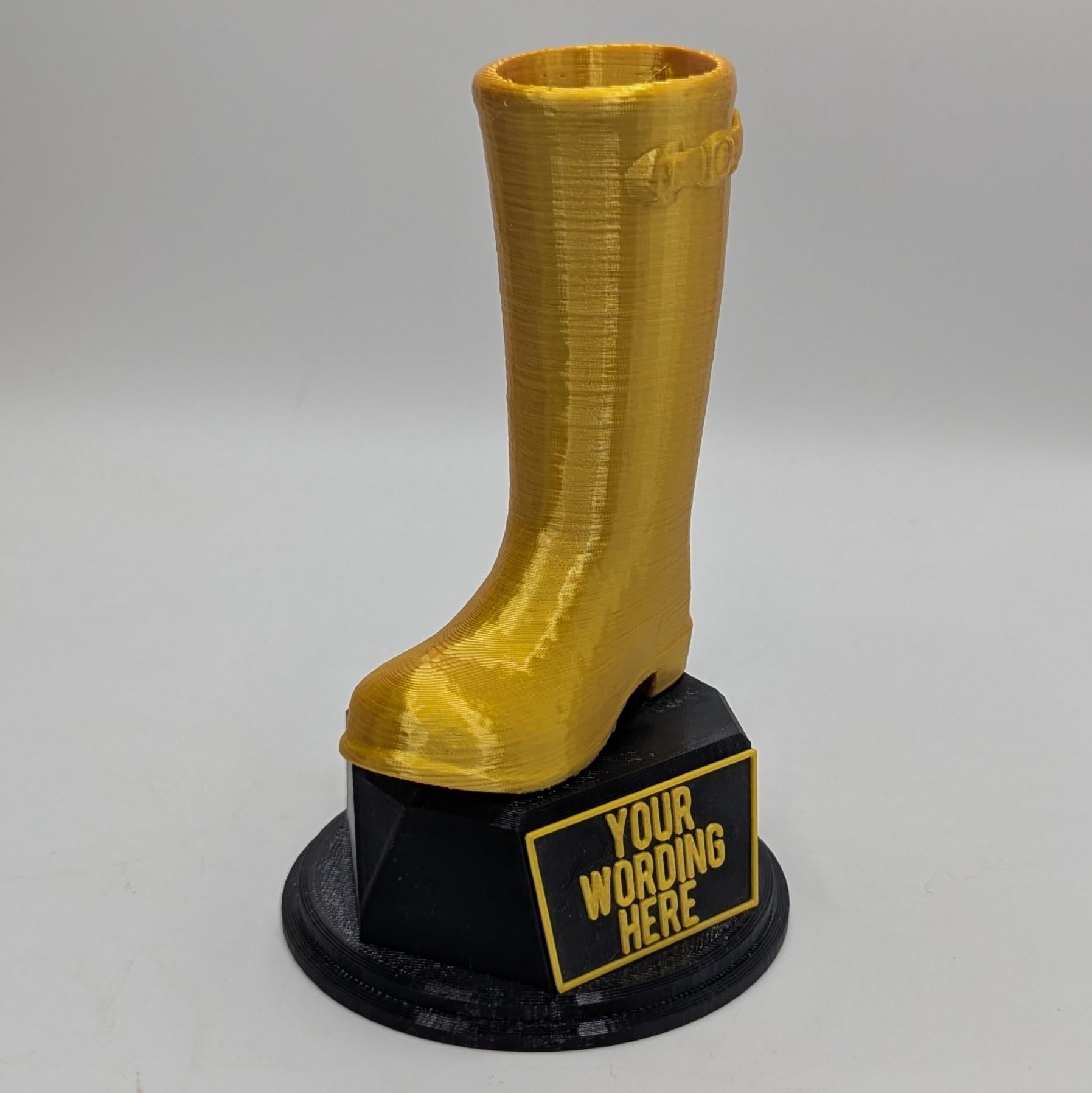 Personalised Wellington Trophy, Welly Boot Trophy, Wellington Boot Award, Custom Trophy, Joke Trophy Award, Welly Boot Gift, Welly Wanging