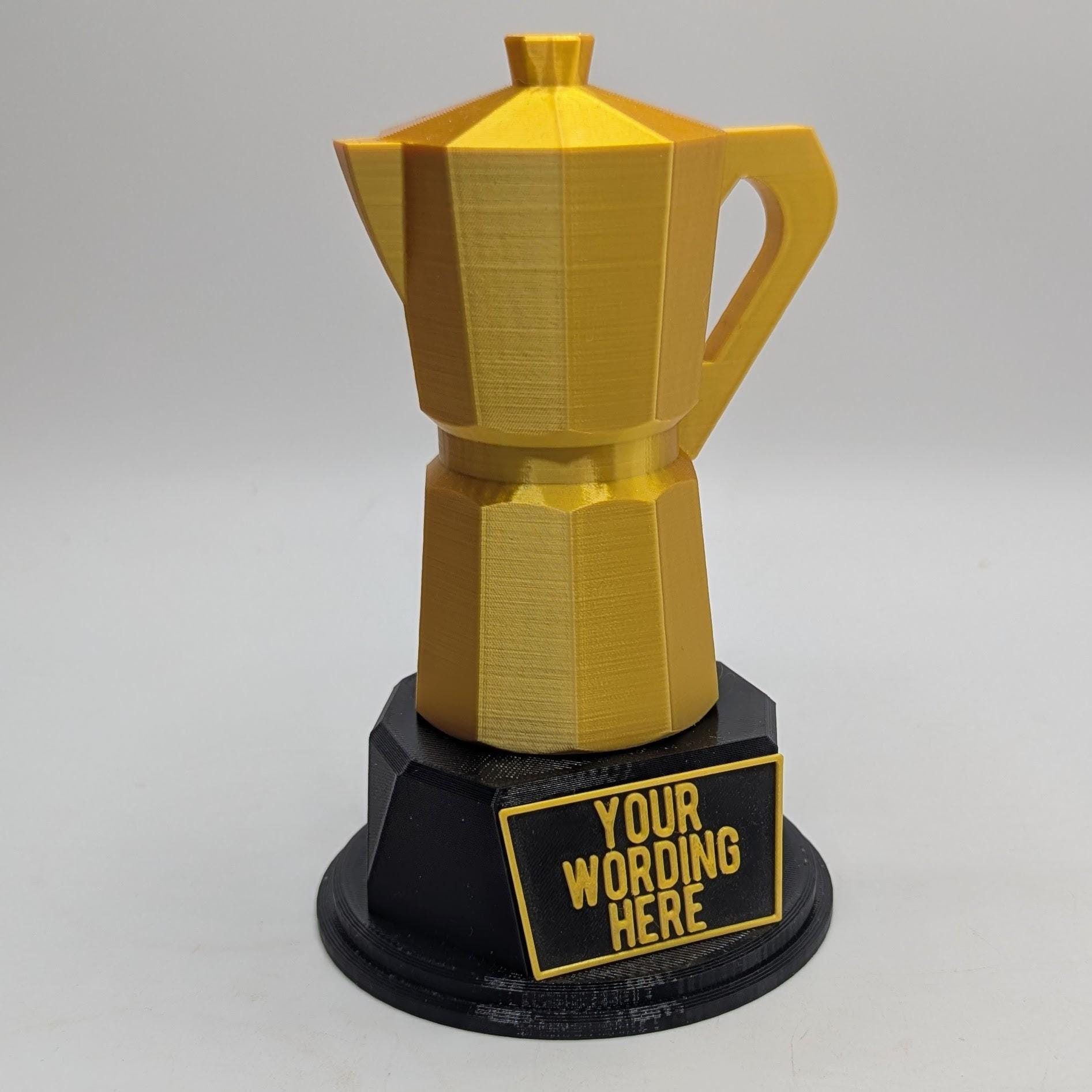 Personalised Coffee Maker Trophy, Coffee Pot Shape Gift,  Espresso Award Gift, Moka Pot Award, Custom Trophy Award, Coffee Lover Award Gift
