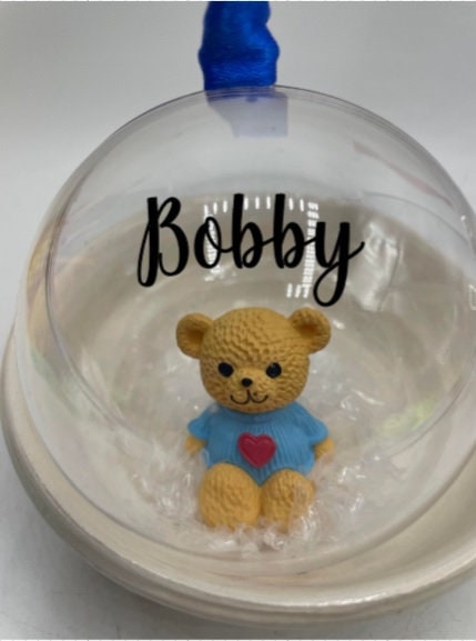 Personalised Bear Christmas Bauble / Memorial Bauble / Tree Personalised Decoration / Baby First Christmas Ornament Gift / Personalised Gift
