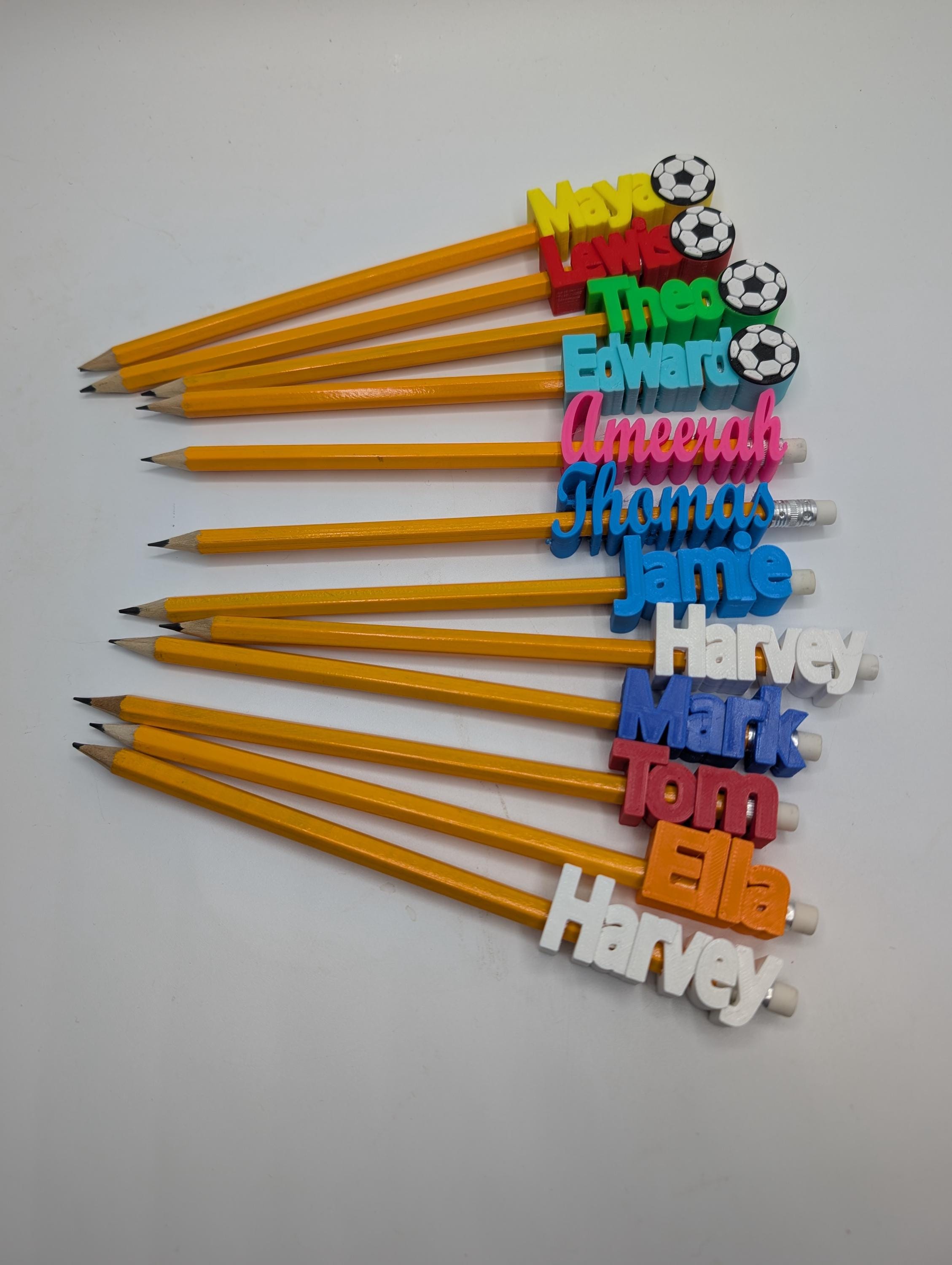 Pencil Toppers With Pencil, Party Bag Filler, Gift for Office Staff, Under 5 Pounds Gift, Ready to Post Immediately, Named Pencil Topper