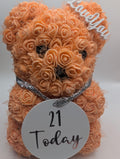 Personalized Rose Teddy Bear, Handmade Birthday Gift