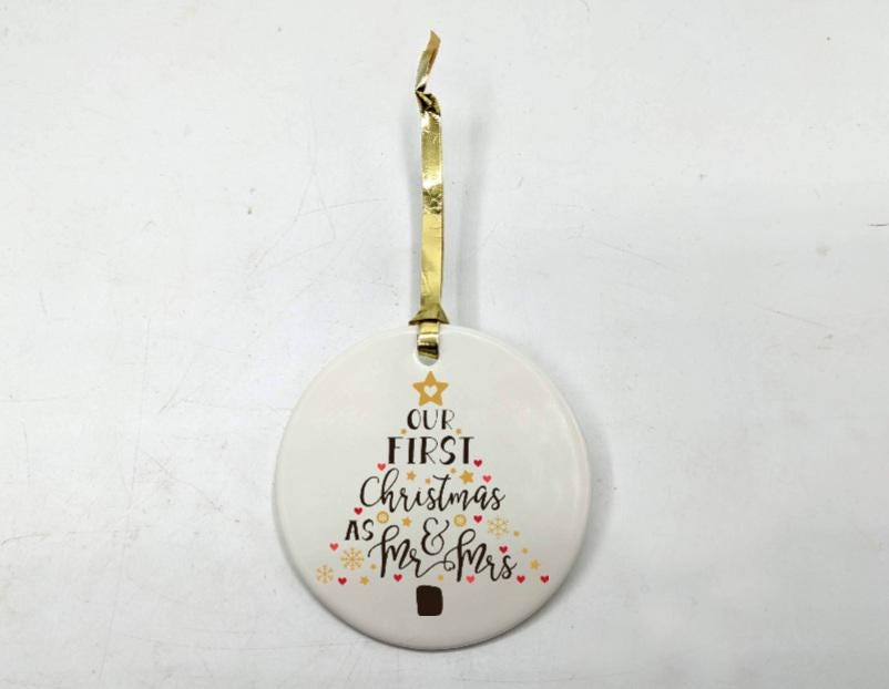 First Christmas Mr & Mrs Bauble, Ceramic Christmas Ornament, Mr and Mrs Christmas, Wedding Gift, First Christmas Bauble, Mr and Mrs Bauble