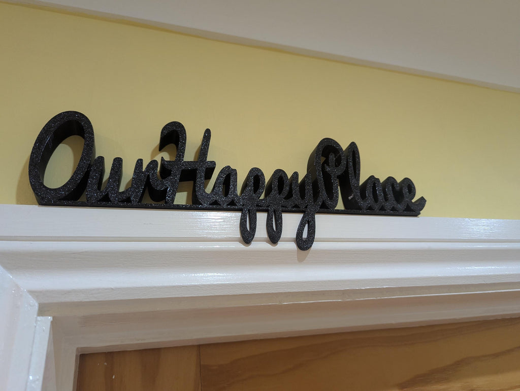 Our Happy Place Door Sign, Plaque for Home, Custom Door Sign, Door Topper, Happy Place Label Sign, Above Door Sign, Our Happy Place Home