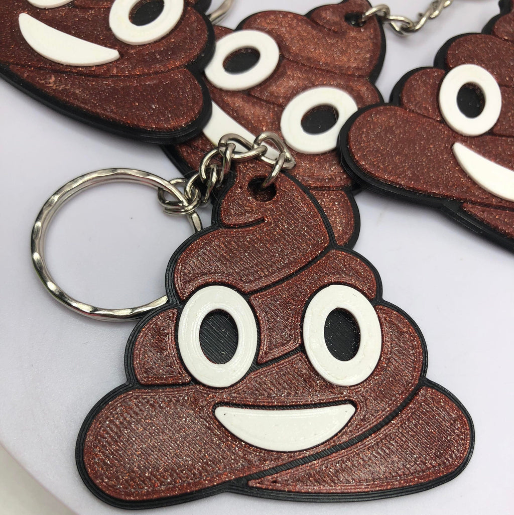Sparkly Brown Poop Keyring / Smiling Pile of Poo Bag Tag / Poo Shaped Keyring / Poo Shaped Bag Tag / Novelty Poo Keyring / Poop Joke Keyring