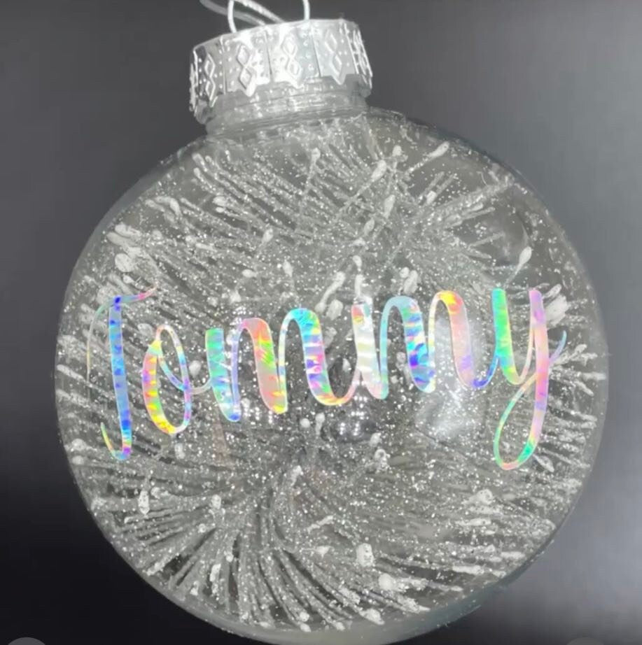 Personalised Tinsel Bauble, Christmas Bauble, Memorial Bauble, Tree Personalised Decoration, First Christmas Bauble, Bauble Christmas Gift