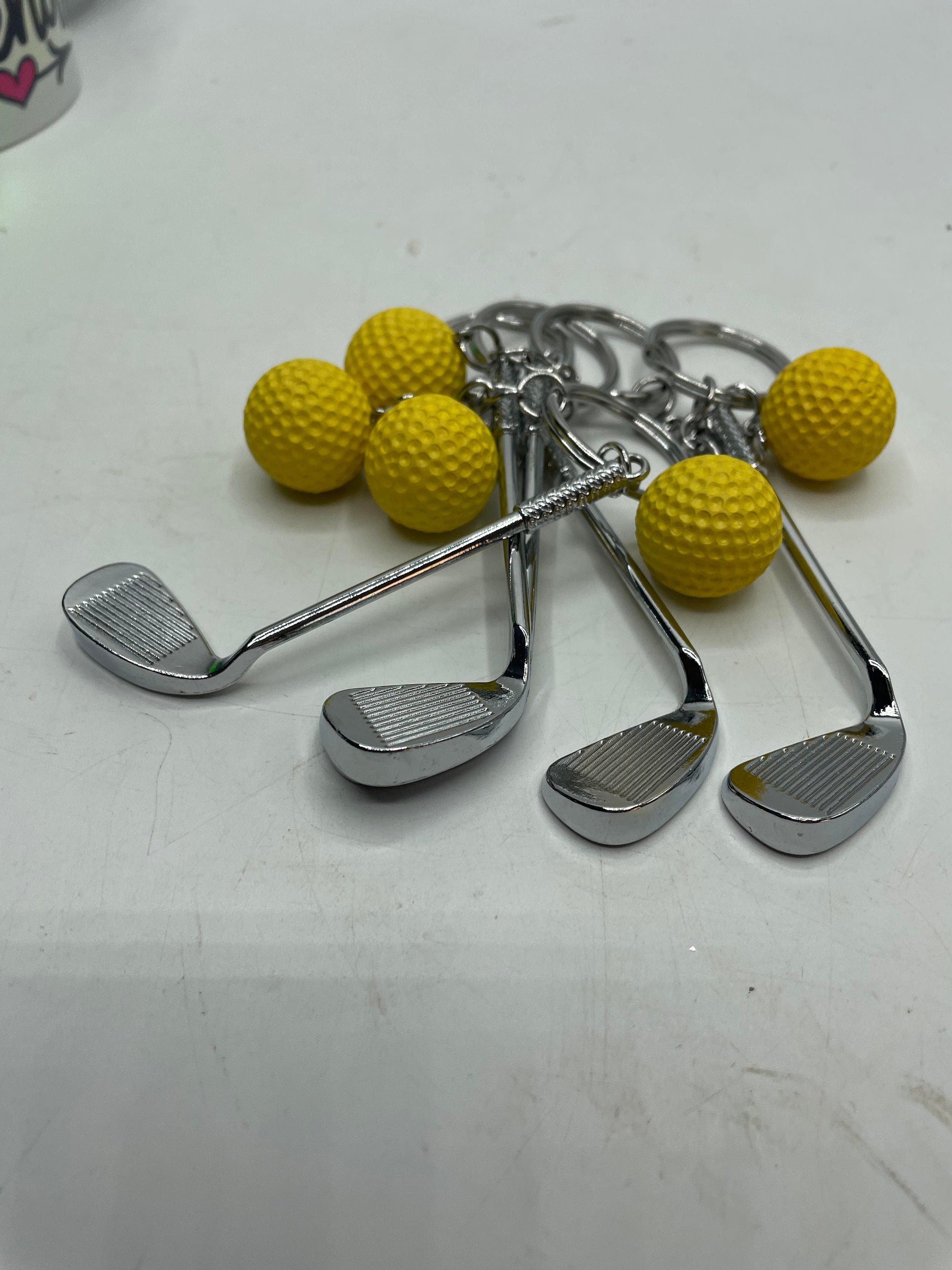 Golf Club & Golf Ball Keyring / Golfer Bag Tag / Golfer Gift / Golfing Stocking Filler / Gift for Golfing Fan / Novelty Golf Club and Ball