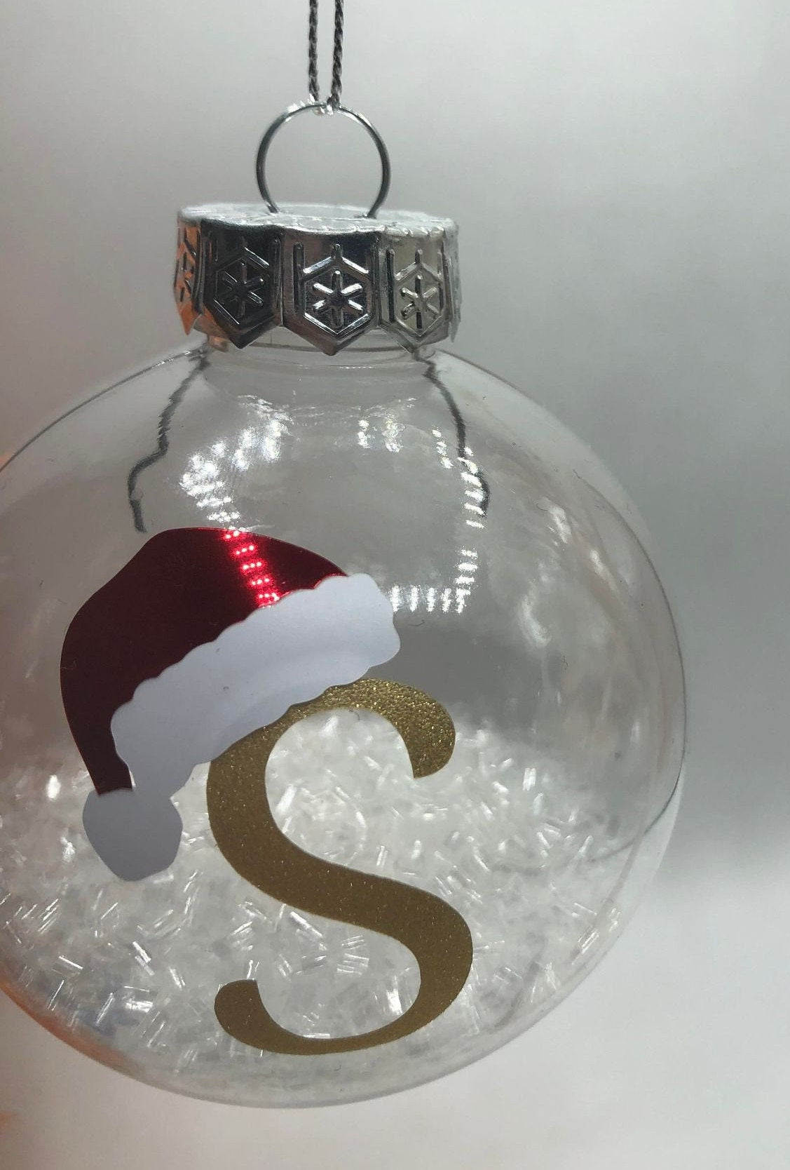 Personalised Santa Hat Glitter Christmas Bauble / Bauble / Memorial Bauble / Tree Personalised Decoration / Personalised Christmas Ornament