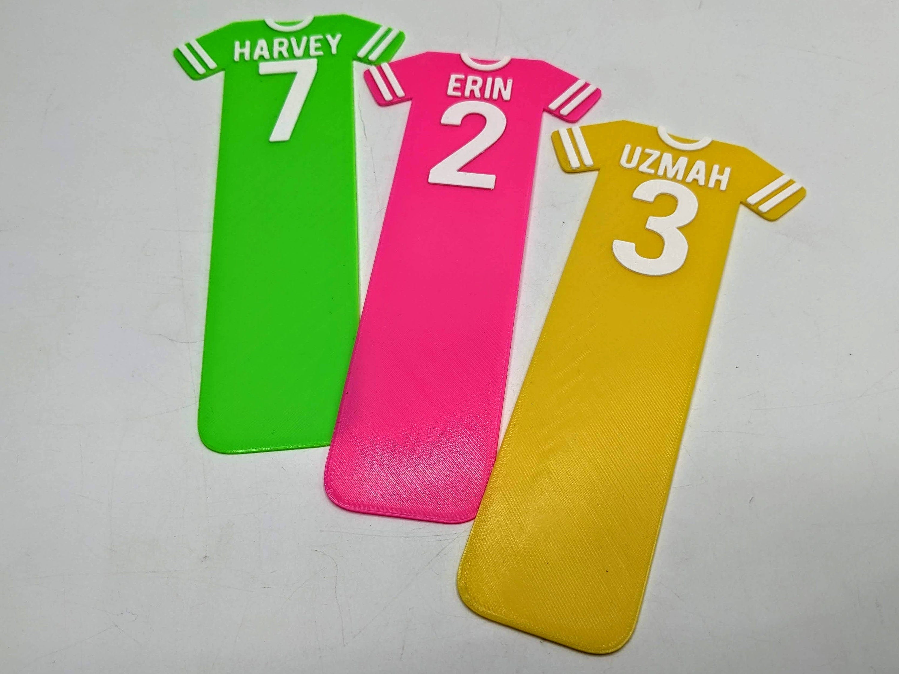 Football Shirt Personalised Bookmark / Soccer Gift / Football Reading / Football Lover Gift / Soccer Bookmark Gift / Party Bag Filler Gift