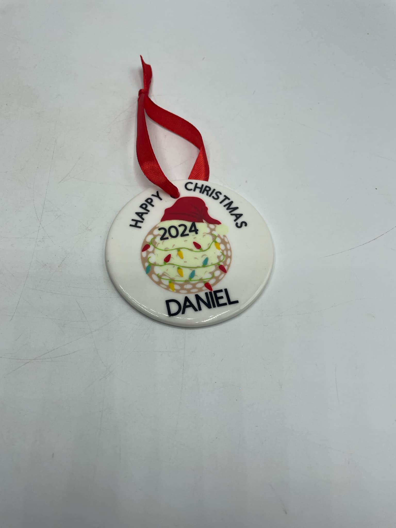 Personalised Ceramic Golf Bauble, Personalised Golf Ornament, Christmas Gift For Golfer, Personalised Gift for Golf Player, Golf Christmas