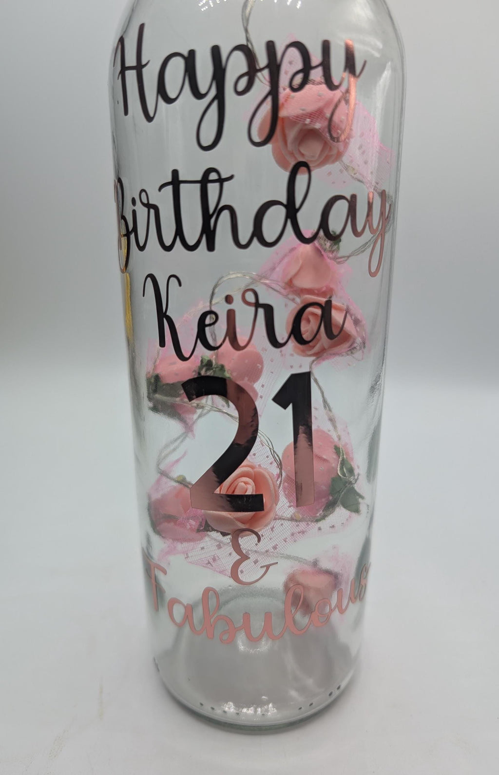 Personalised Light up Bottle, 21st Birthday For Her, Special 21st Gift, Milestone Birthday, 21 Birthday Present, Personalised Birthday Gift